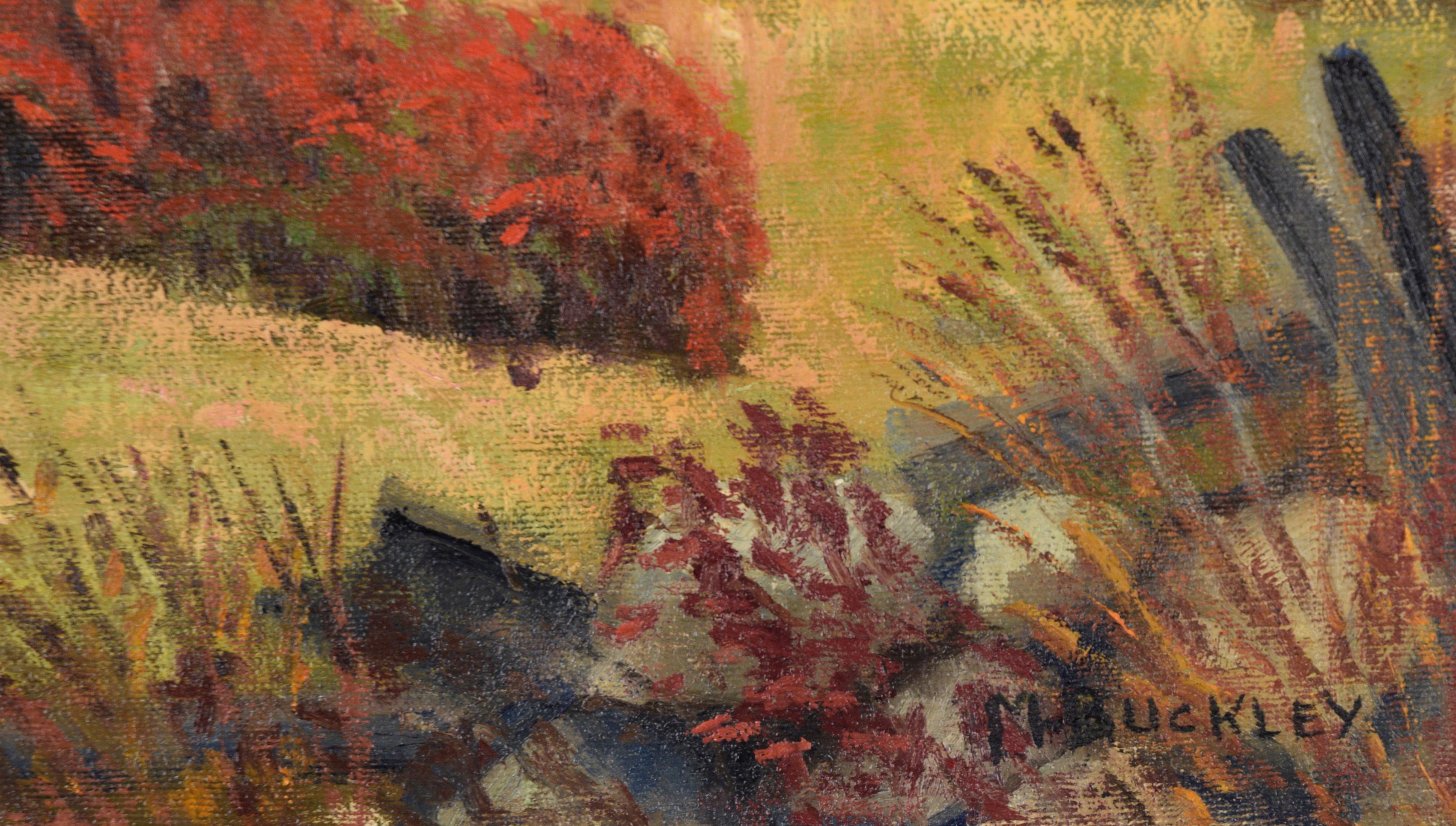 Poppy Fields Outside of Town - Landscape in Oil on Canvas For Sale 5