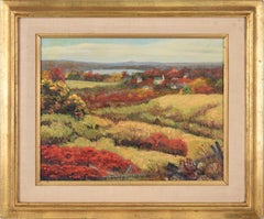 Poppy Fields Outside of Town - Landscape in Oil on Canvas