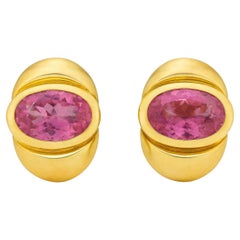M Bulgari Orecchini ovali in oro con tormalina rosa da 12 carati