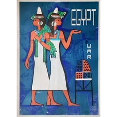 Vintage Original travel poster Egypt U.A.R. United Arab Republic