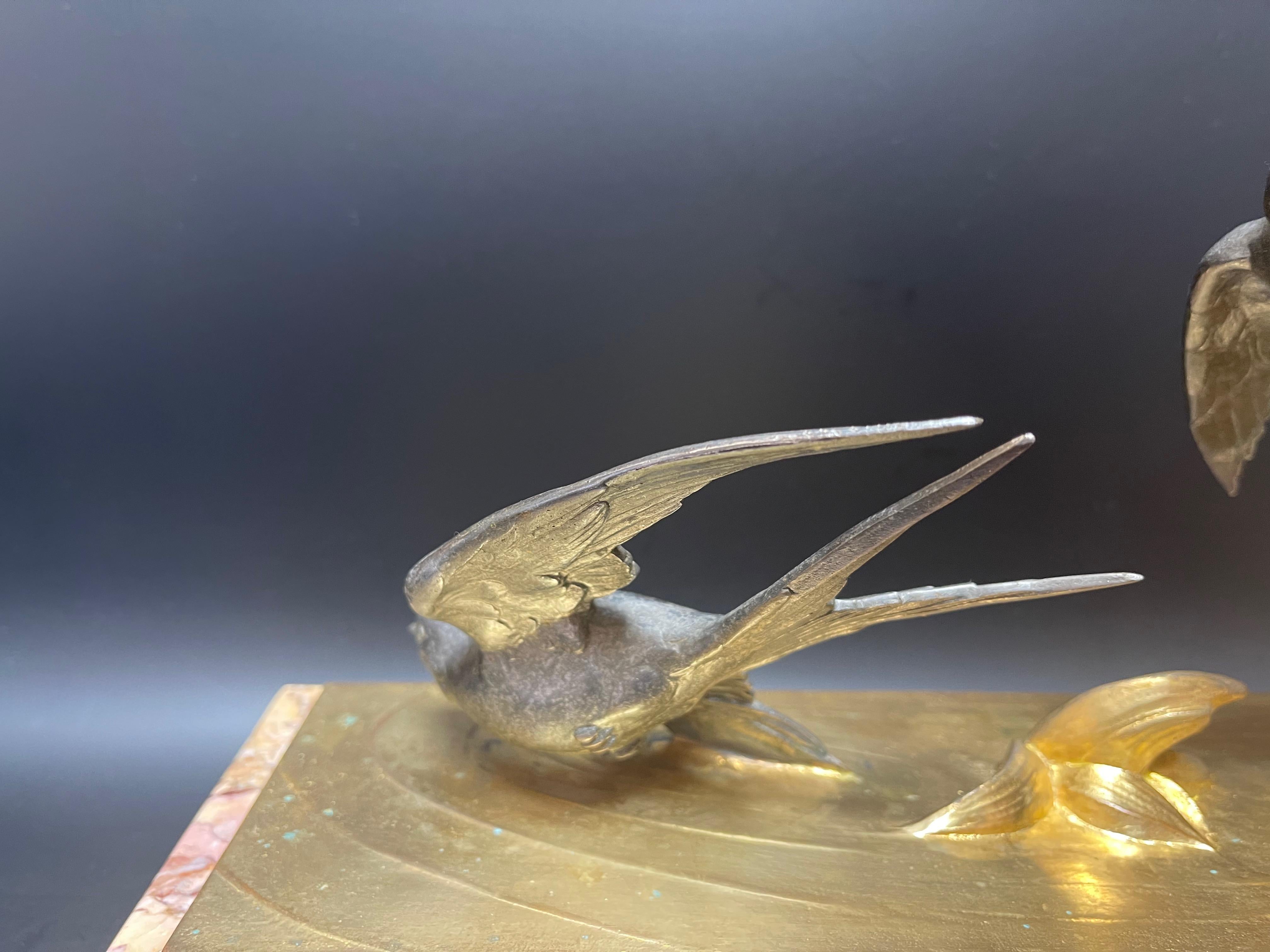M Buzelin Bronze Art Deco Flight Of The Swallows For Sale 5