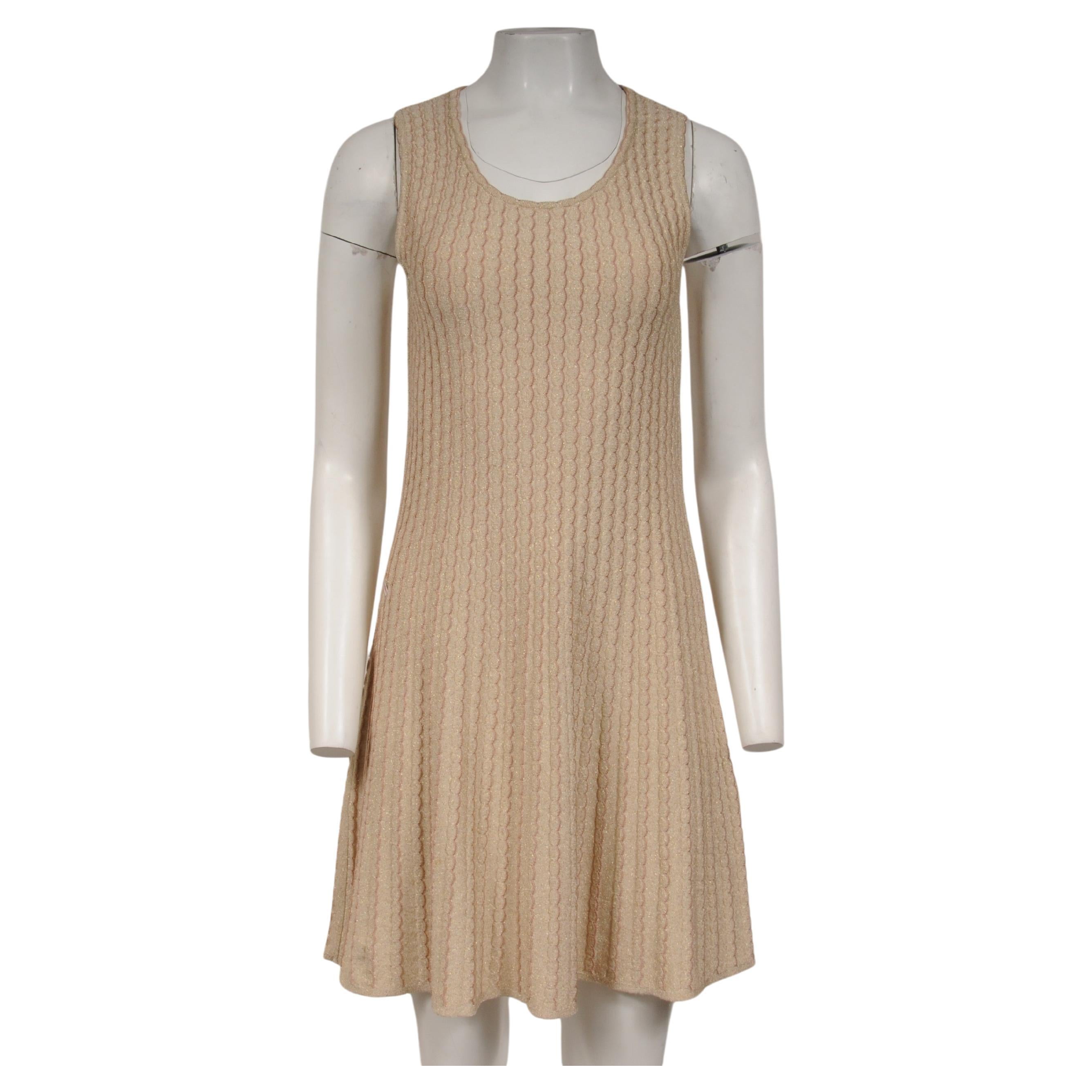 M by Missoni Womens Sleeveless Knit A Line Flare Dress Size IT 44 Metallic Beige