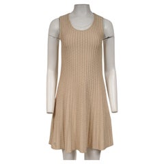 M by Missoni Womens Sleeveless Knit A Line Flare Dress Size IT 44 Metallic Beige