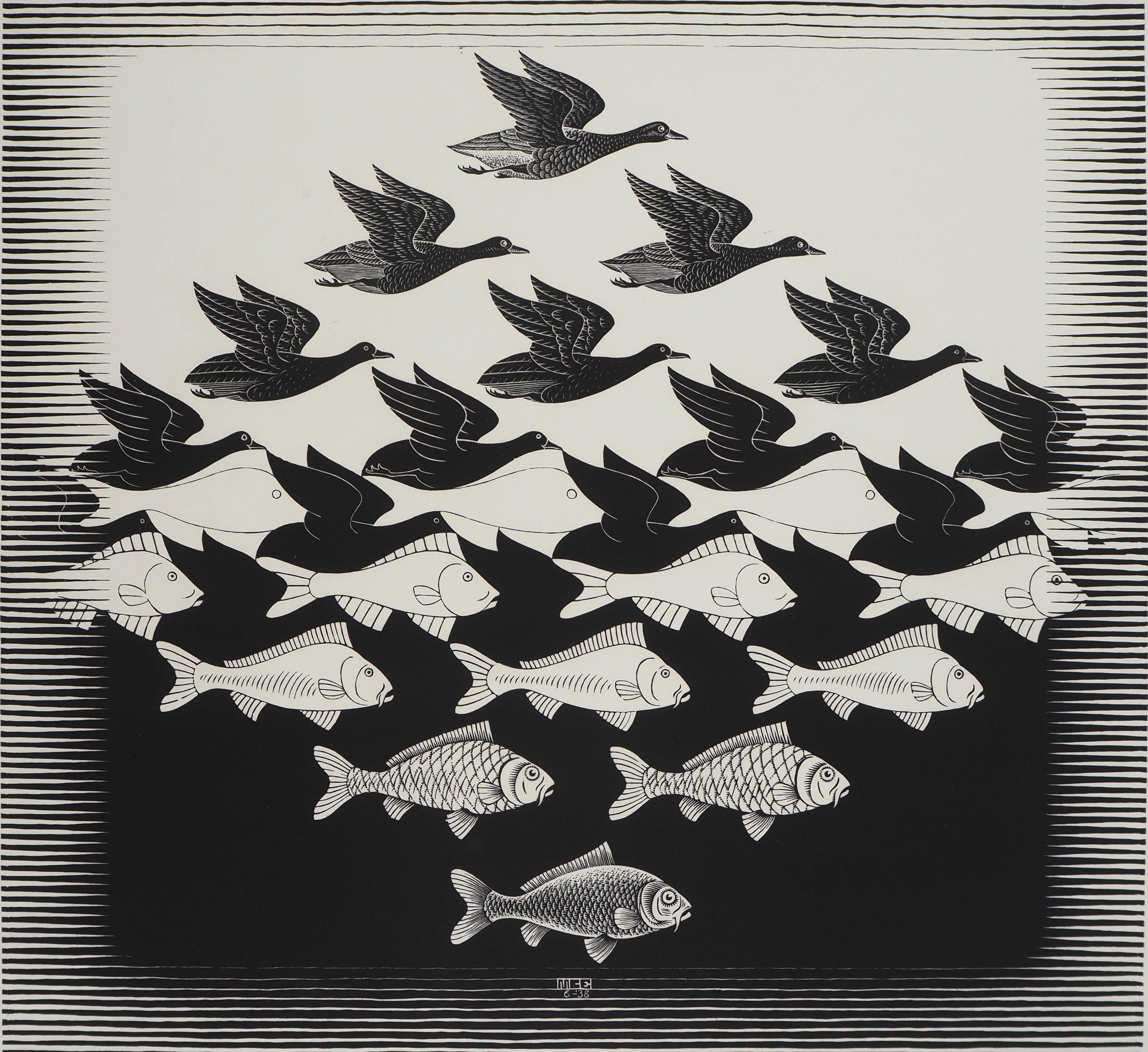 Between Sky and Water - Signed Facsimile, Ltd /450 - Modern Print by M.C. Escher