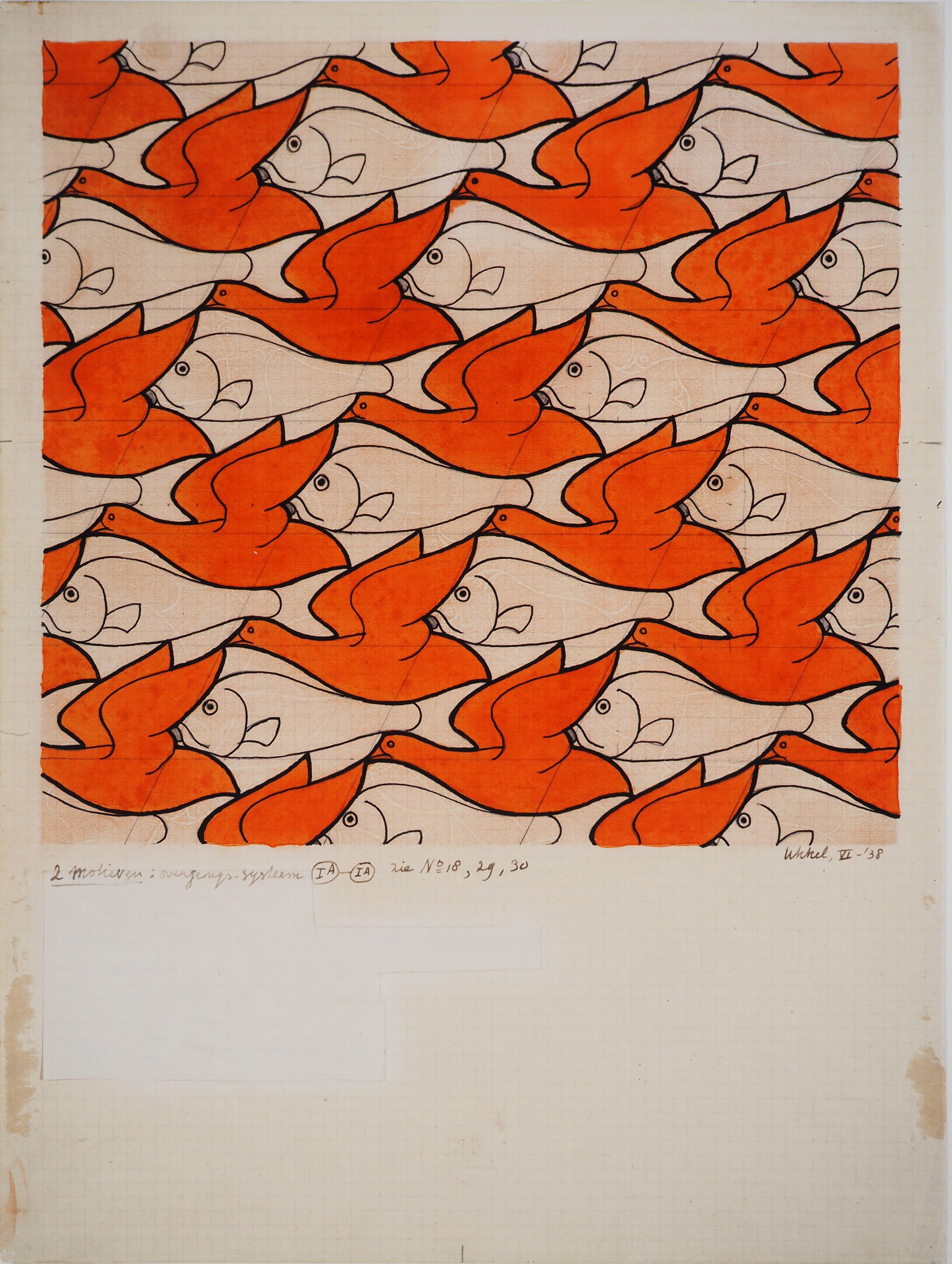 Birds and Fishes - Facsimile, Ltd /450 - Print by M.C. Escher