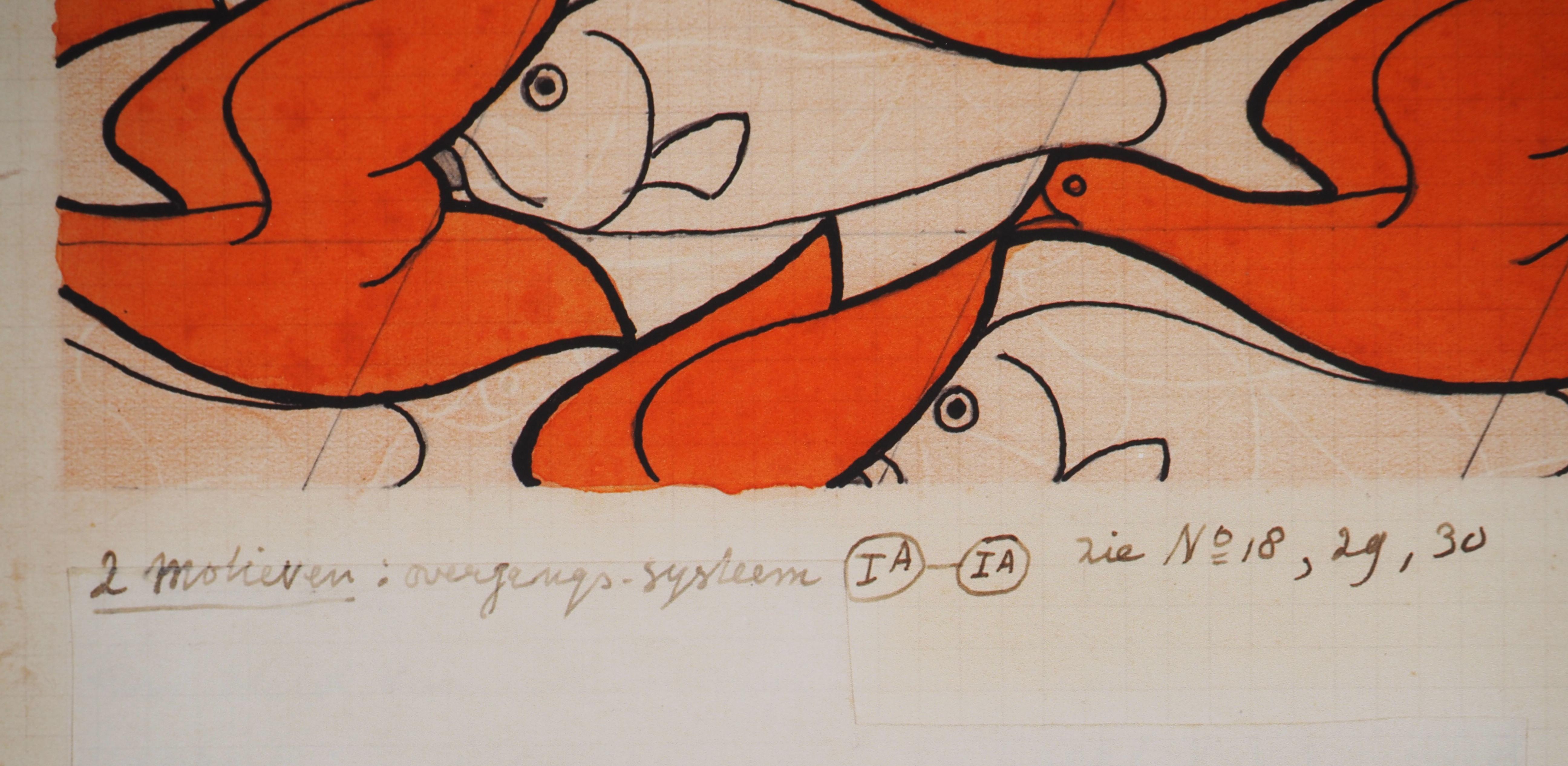 Birds and Fishes - Facsimile, Ltd /450 - Beige Landscape Print by M.C. Escher
