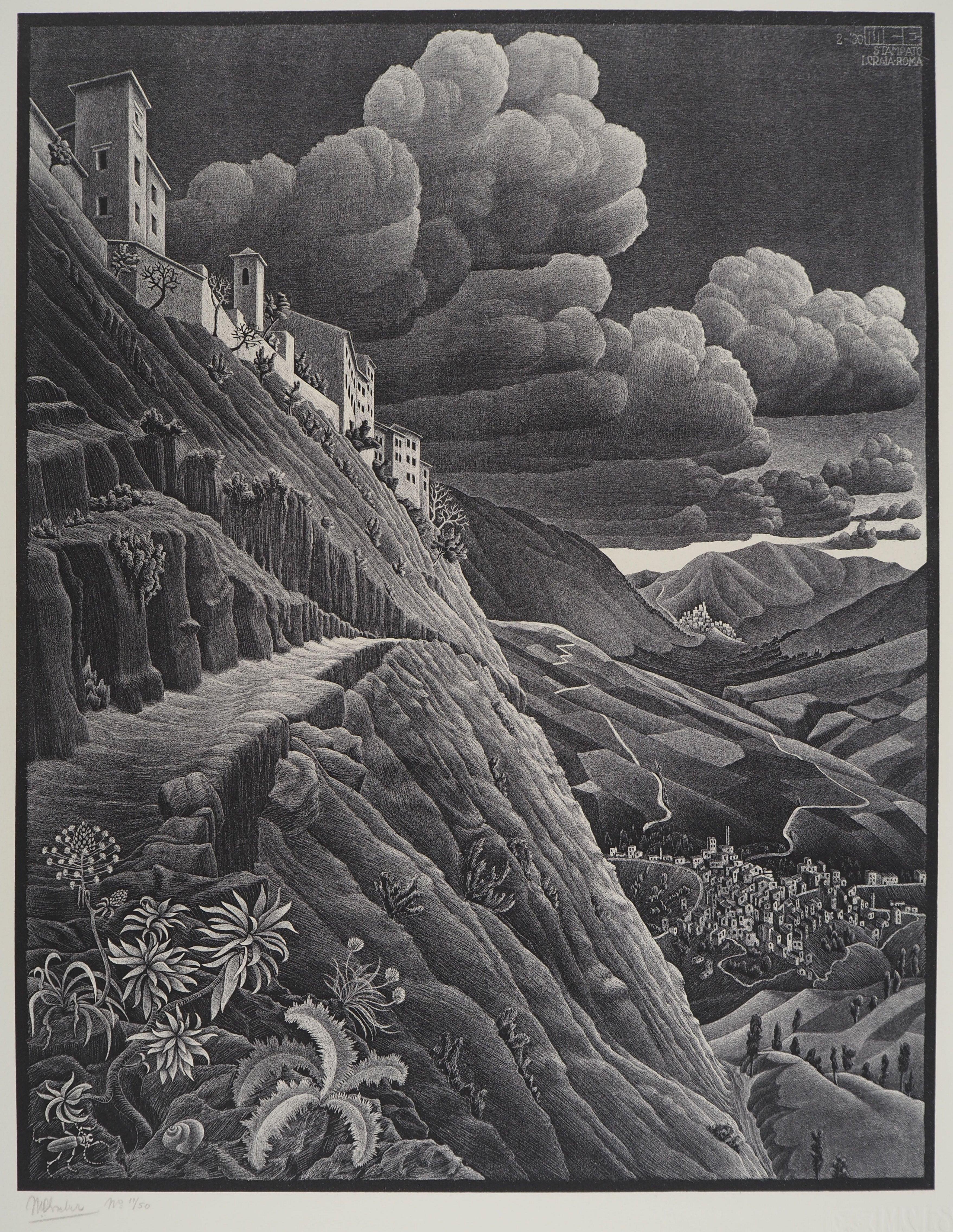 LANDSCAPE - Castrovalva - Signed Facsimile, Ltd /450 - Print by M.C. Escher