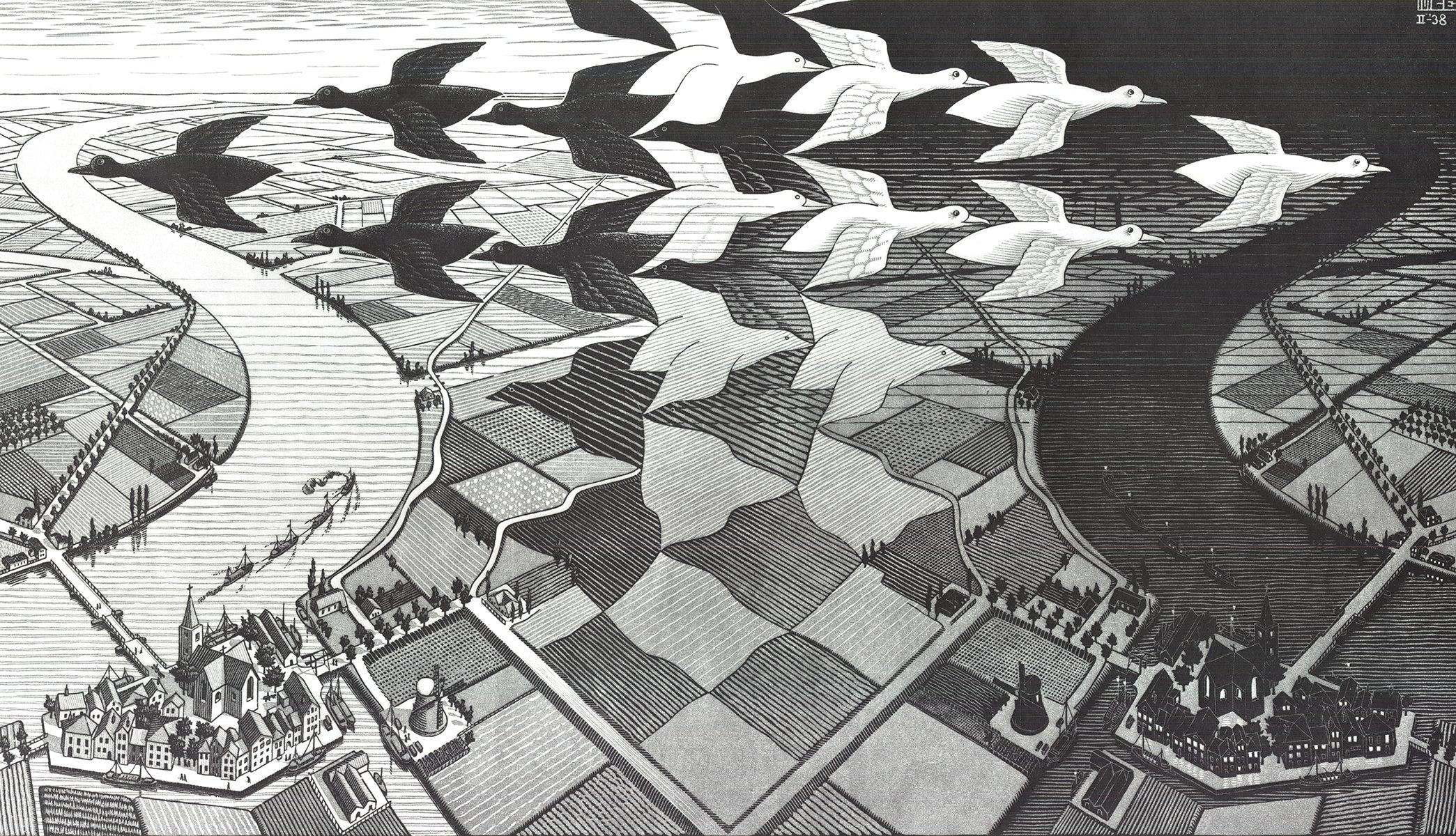 M.C. Escher 'Day and Night'- Poster For Sale 1
