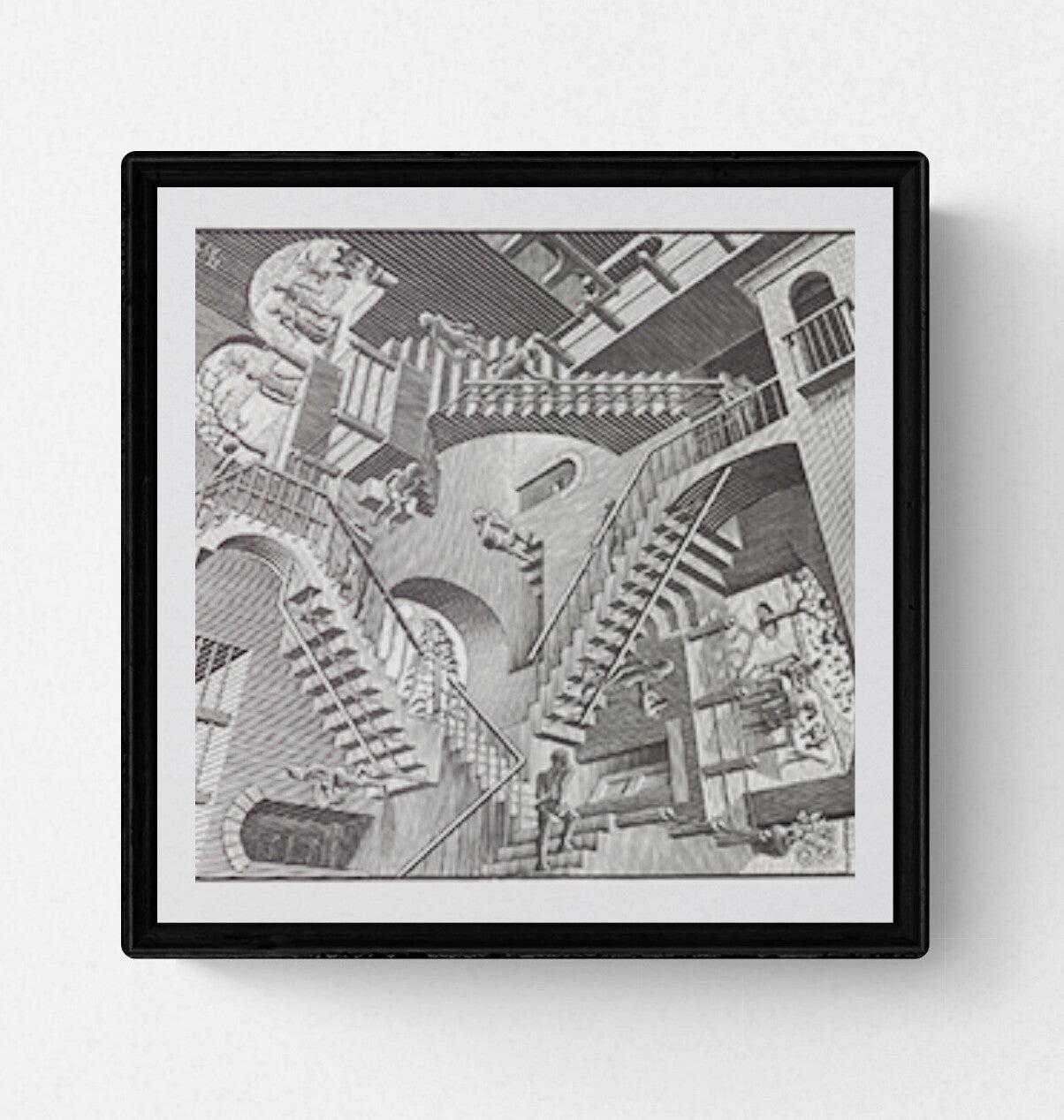 Framed in a shiny black metal with a 3/8 inch front profile and a 7/8 inch side profile. Overall dimensions are approximately 8 x 8.25 x 7/8 inches.
Paper Size: 7 x 7.25 inches ( 17.78 x 18.415 cm )
 Image Size: 7 x 7.25 inches ( 17.78 x 18.415 cm
