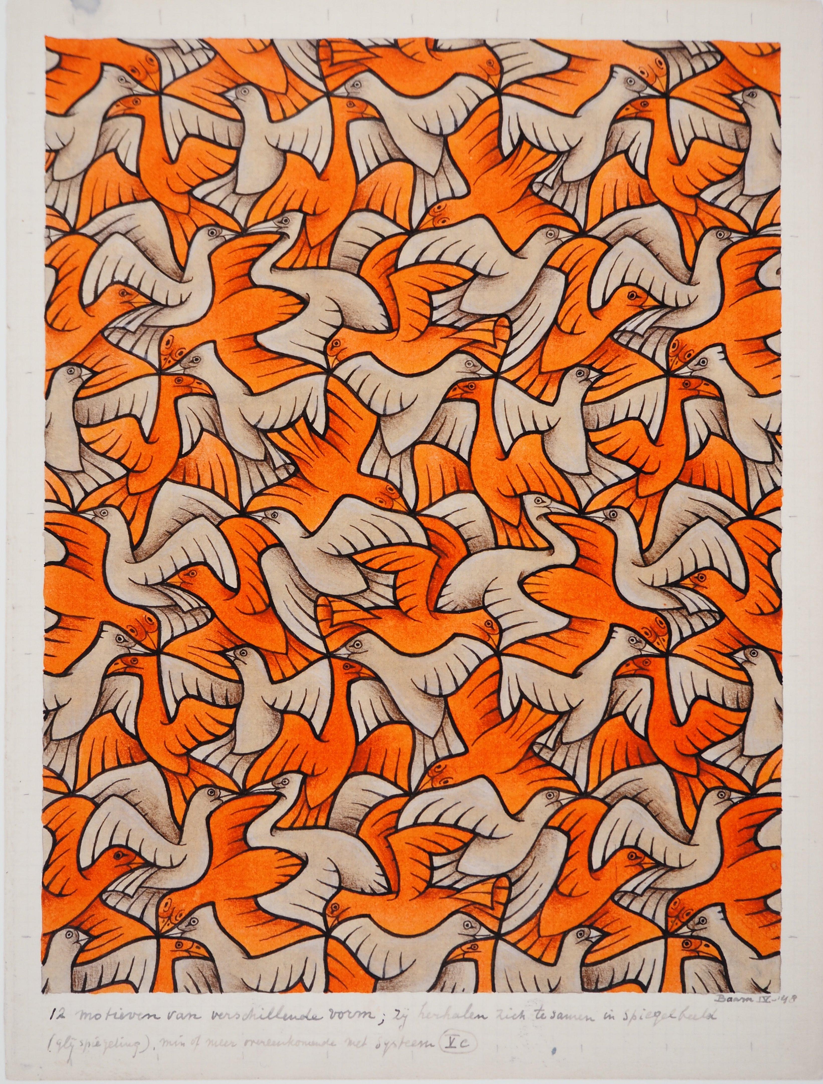NATURE - Flock of Birds - Facsimile, Ltd /450 - Print by M.C. Escher