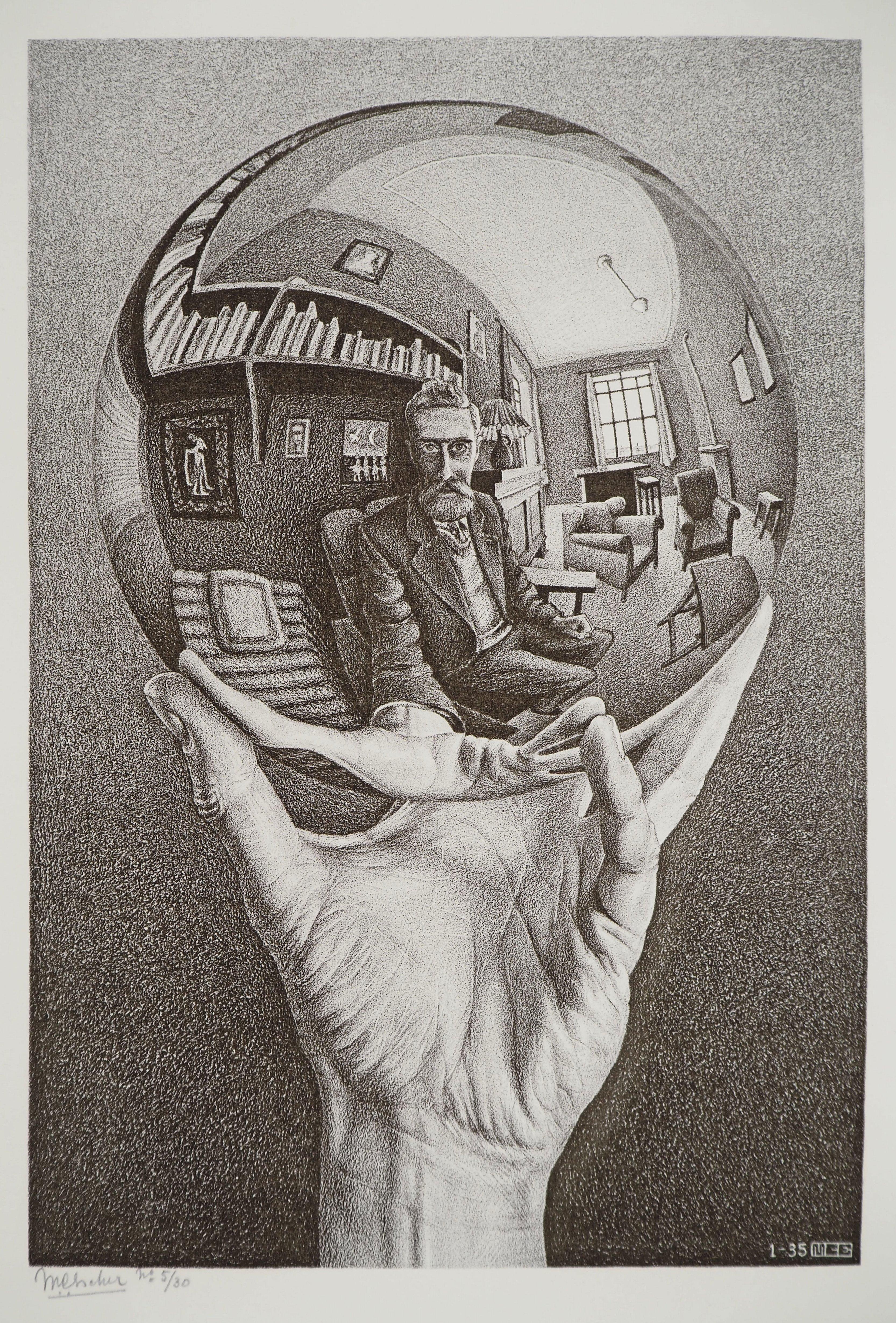 Reflecting Globe - Signiertes Faksimile, Ltd /450 – Print von M.C. Escher
