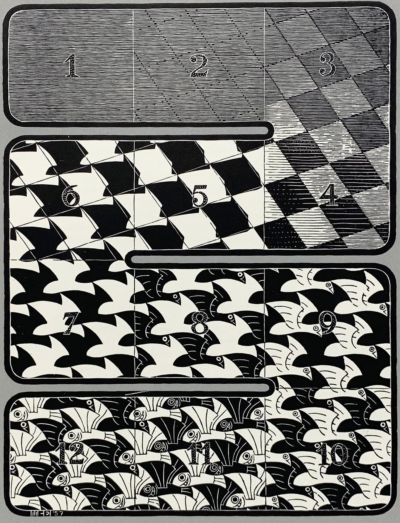Regular Division of the Plane I "Metamorphosis" - Print by M.C. Escher