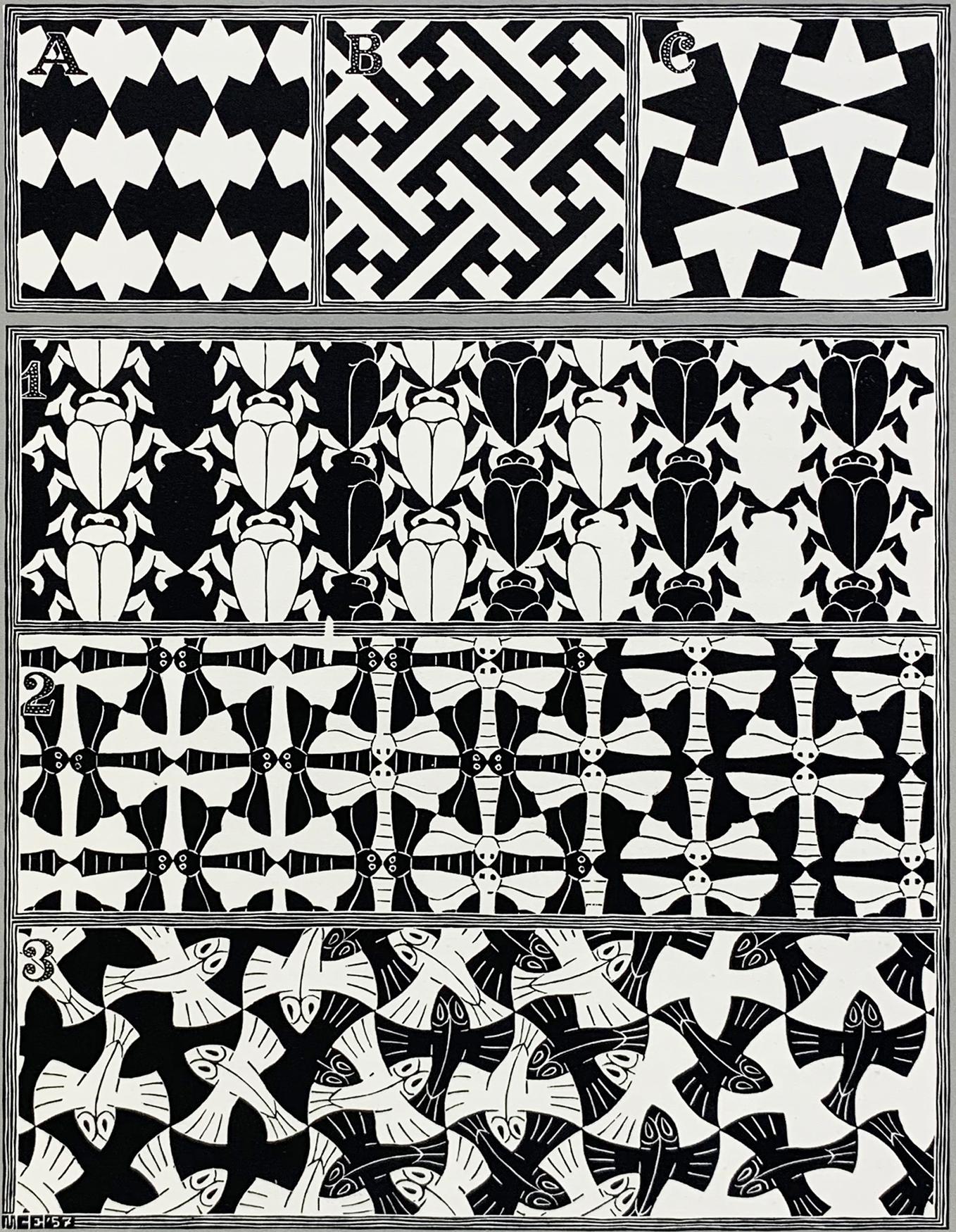 Regular Division of the Plane II "ABC" - Print by M.C. Escher