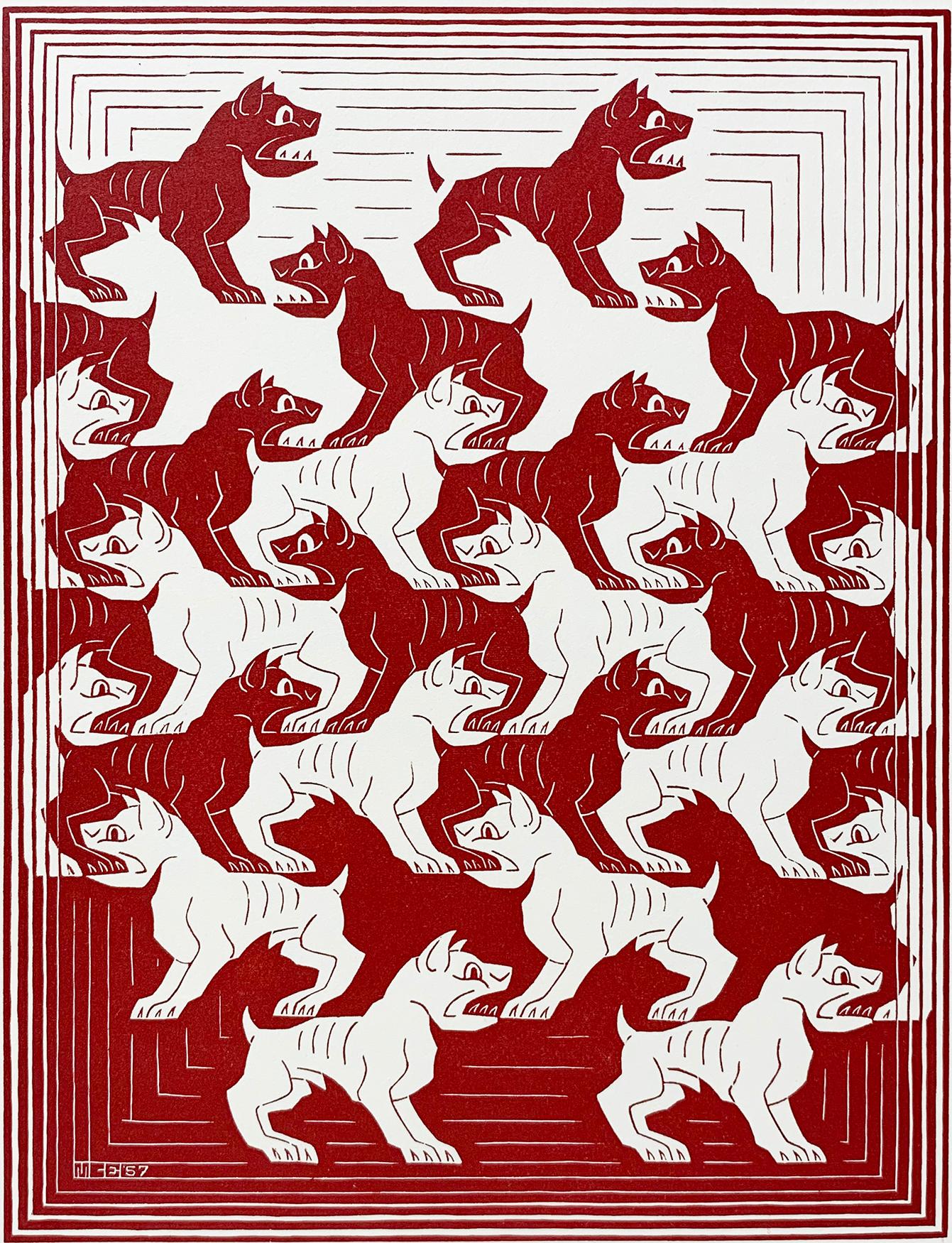 Regular division of the Plane IV (Dogs) - Print by M.C. Escher