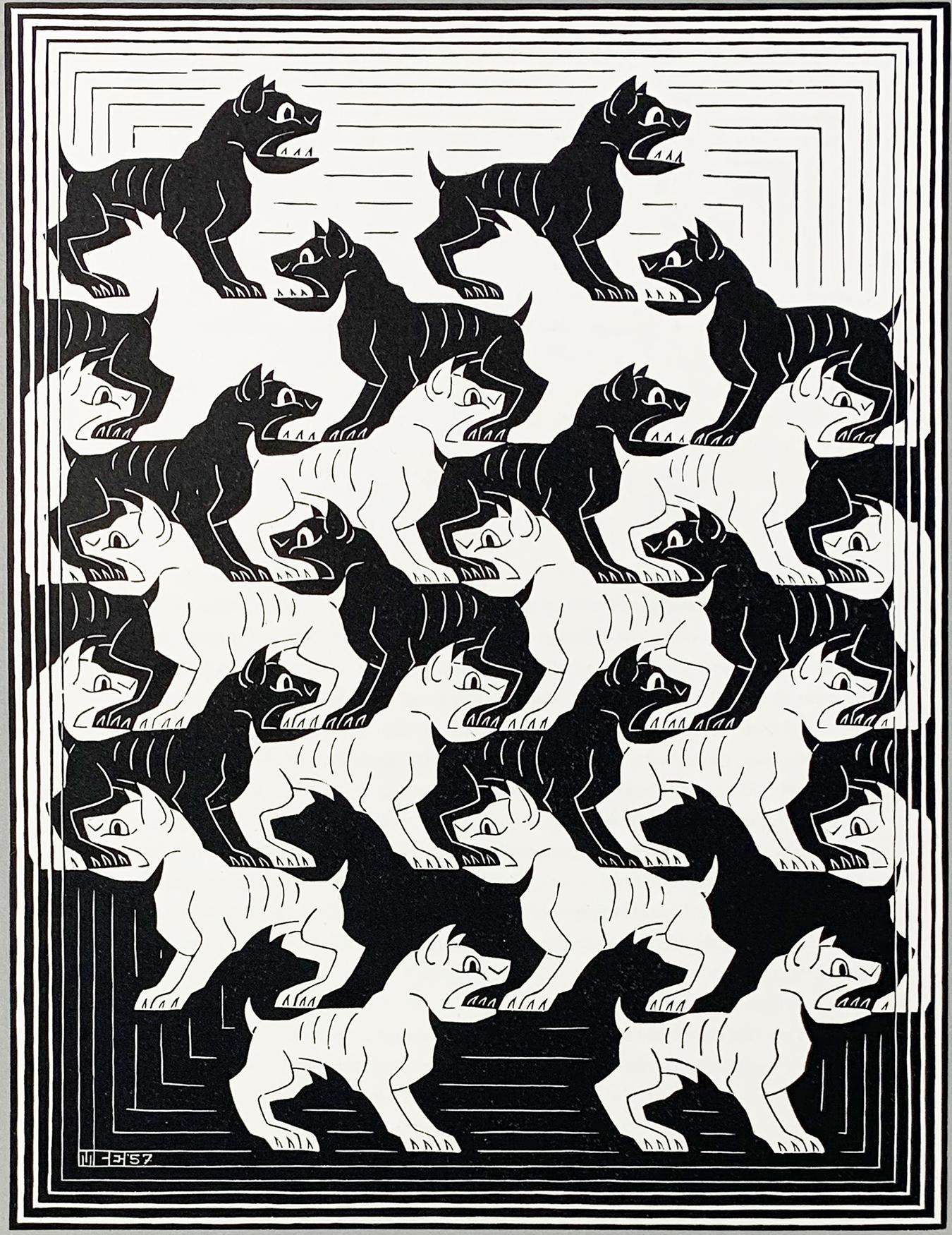 Regular Division of the Plane IV "Dogs" - Print by M.C. Escher