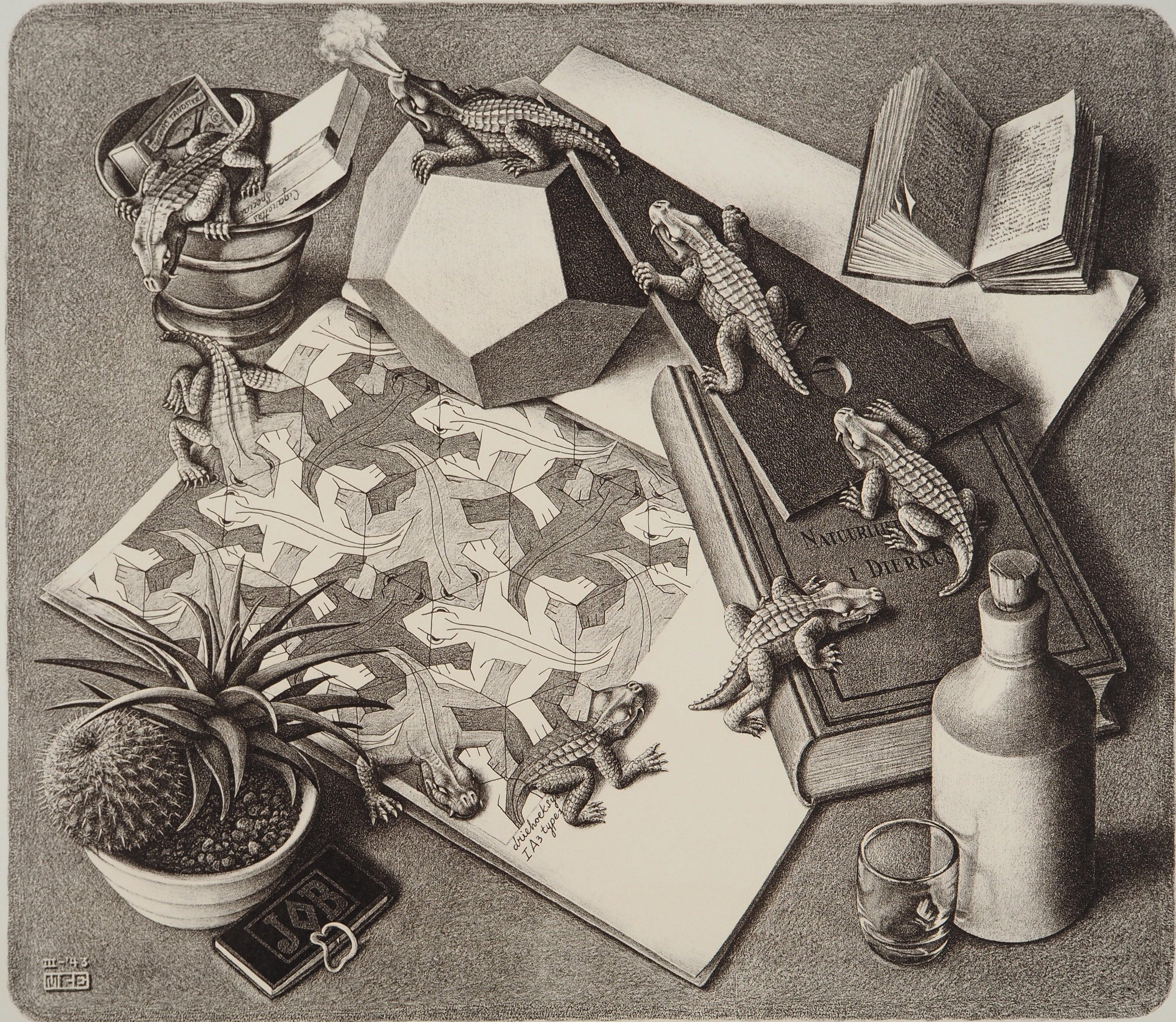STILL LIFE - Reptiles - Signed Facsimile, Ltd /450 - Print by M.C. Escher