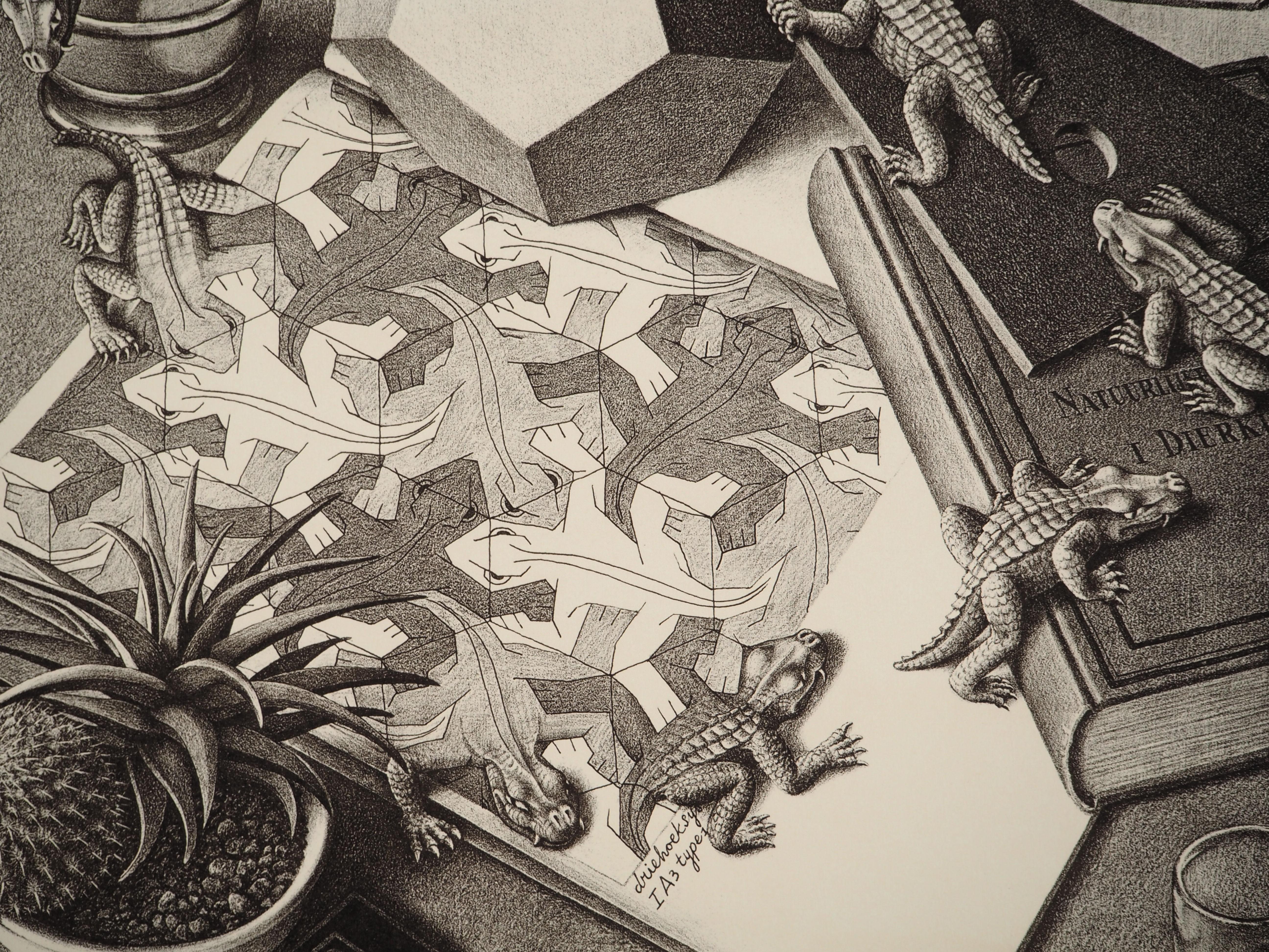 STILL LIFE - Reptiles - Signed Facsimile, Ltd /450 - Modern Print by M.C. Escher