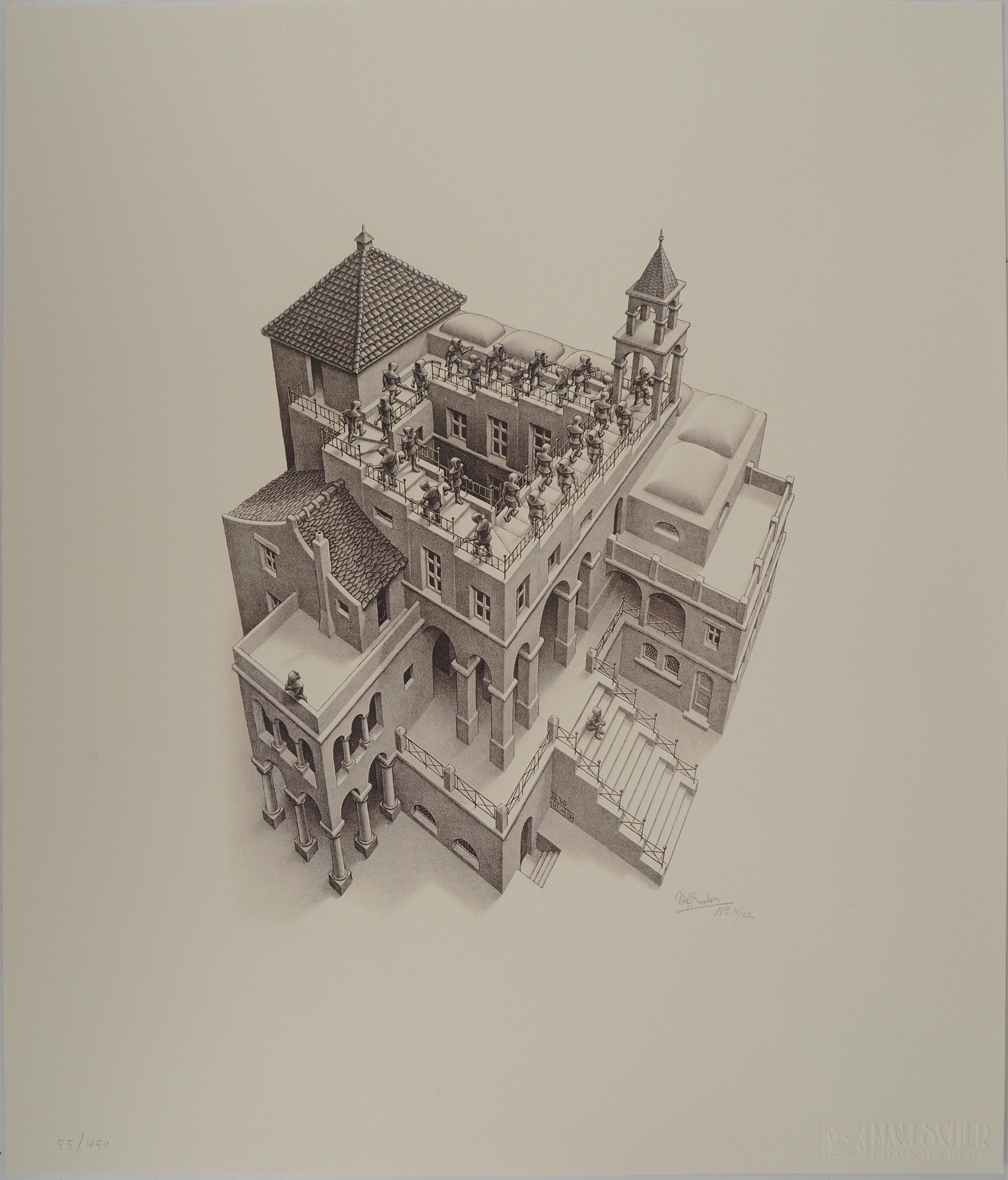 M.C. Escher Landscape Print - The Impossible Castle - Signed Facsimile, Ltd /450