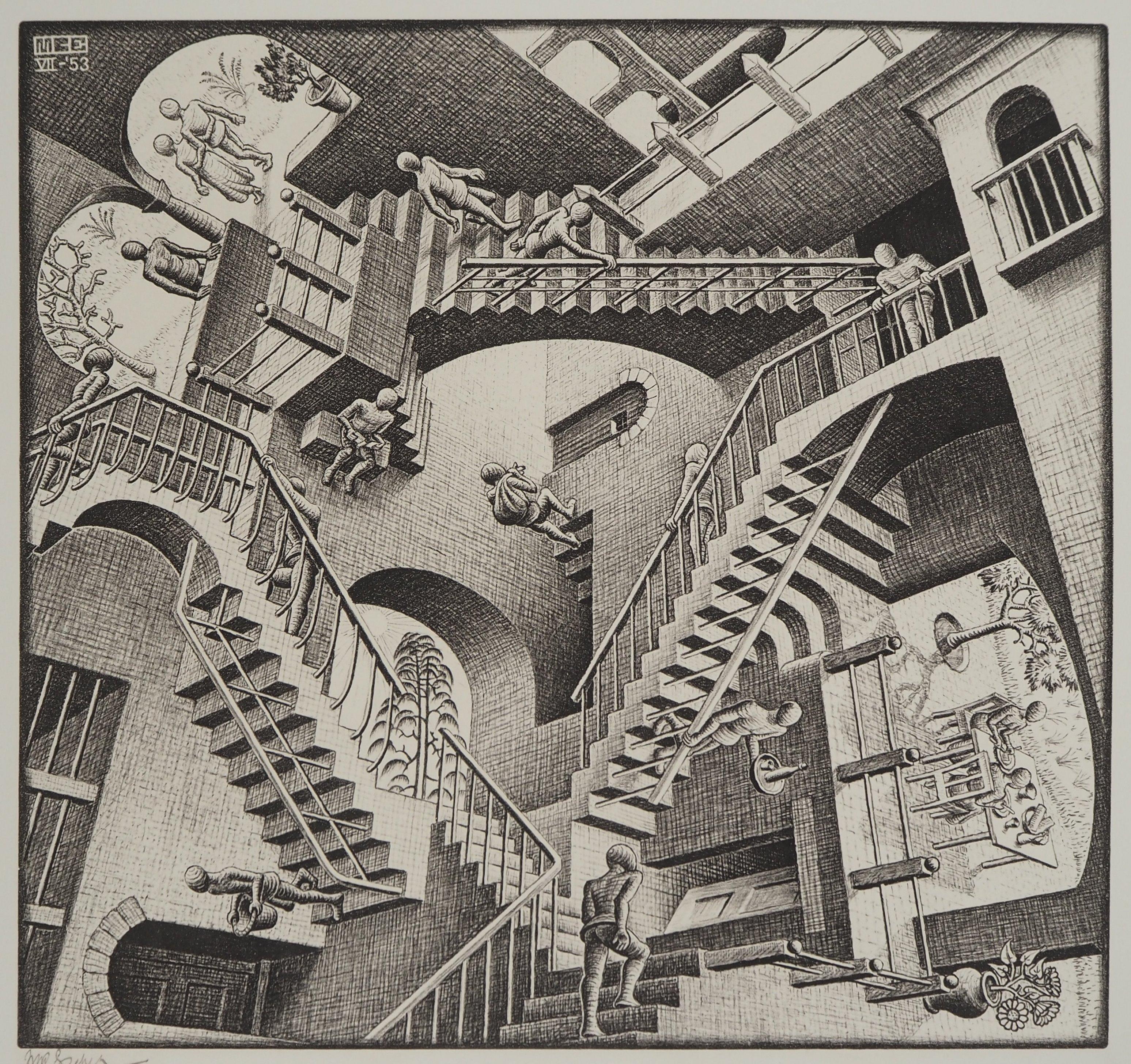 Die unmögliche Treppe - Signiertes Faksimile, Ltd /450 – Print von M.C. Escher