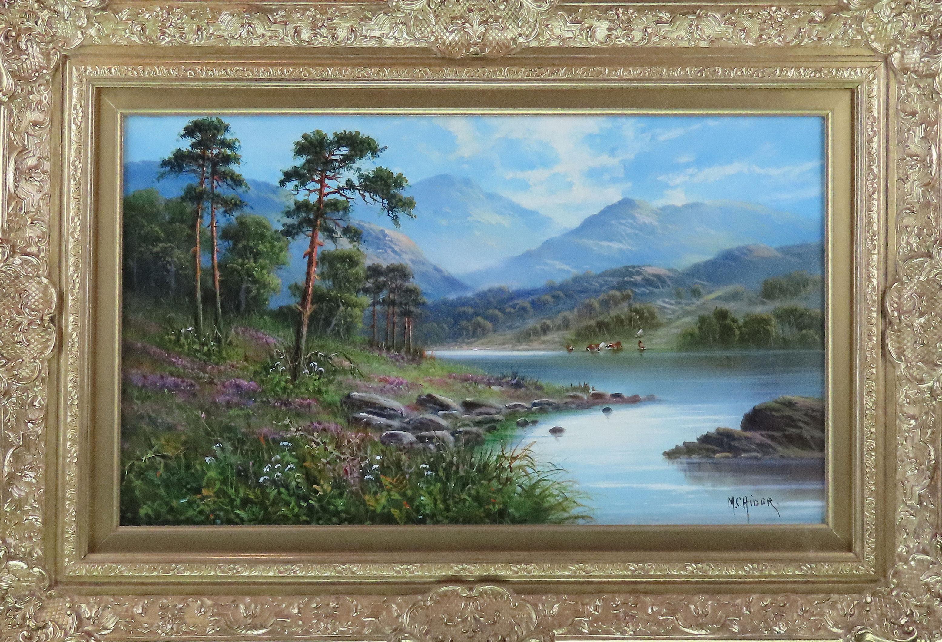 M. C. HIDER. Pseudonym or wife of Frank Hider 1860 - 1933
A popular landscape painter and member of the Burnham Society of Artists.
Signed, title verso.

Original oil on canvas 
20 x 12 inches. 
Frame size 26 x 18 inches.

All of the items that we
