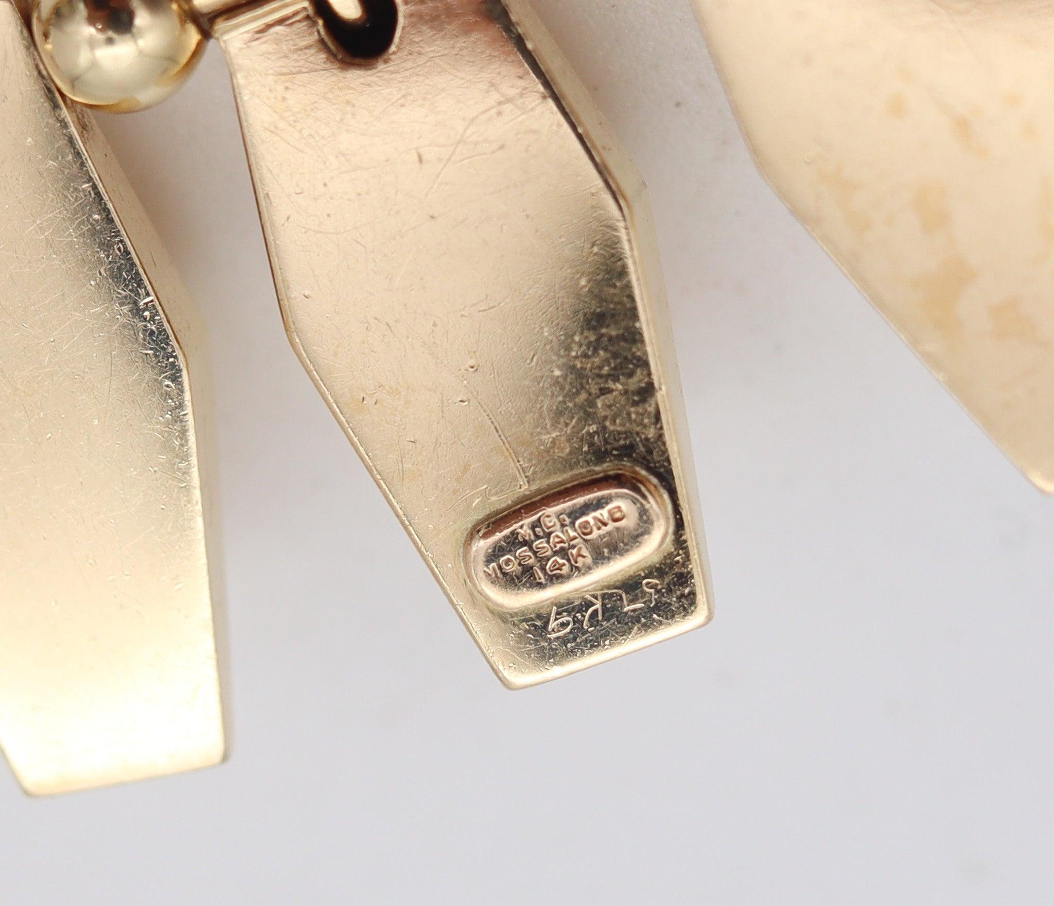 M. C. MOSsalONE, choker moderniste à franges facettées en or jaune massif 14 carats, 1950 en vente 1