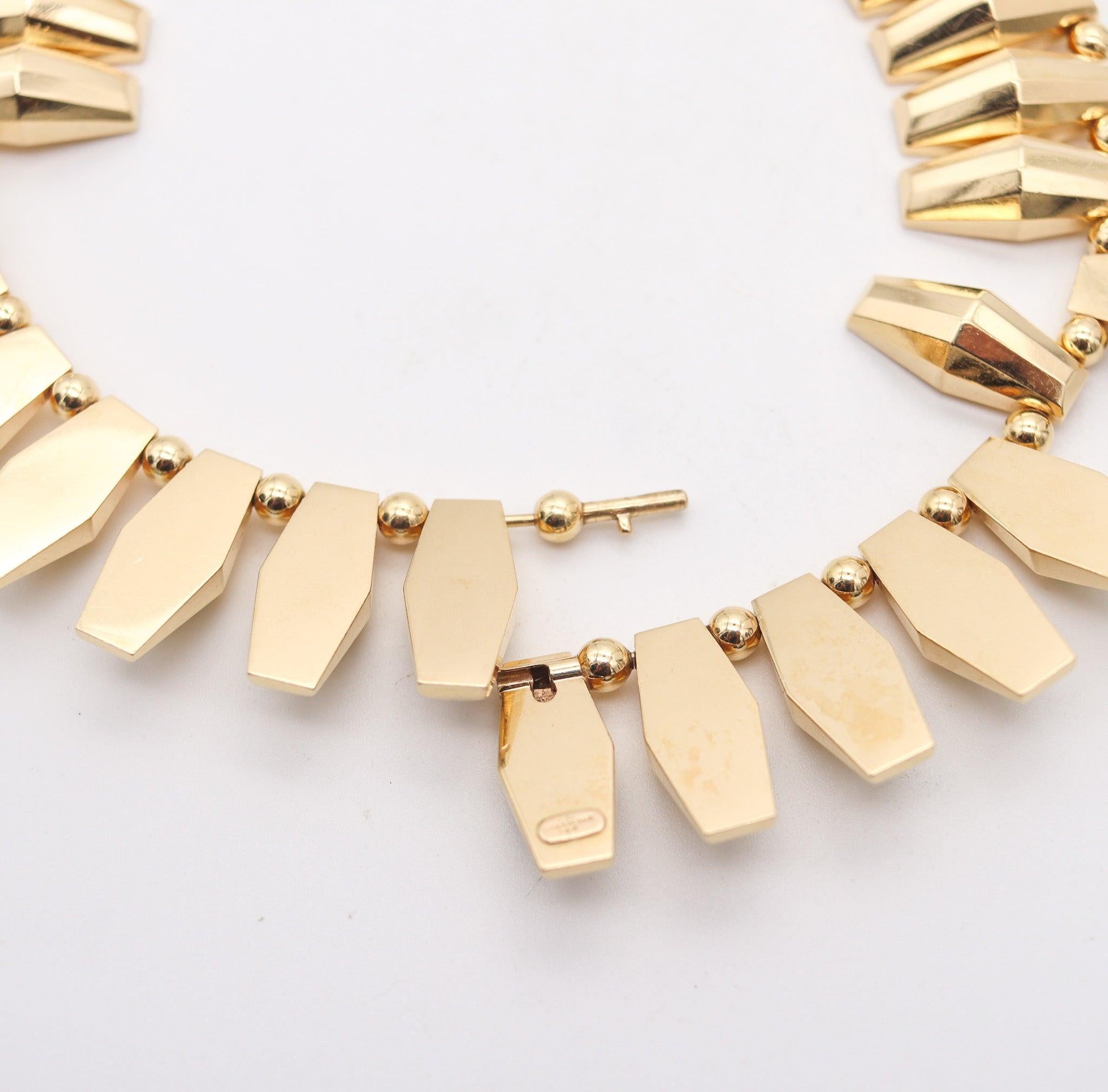 M. C. MOSsalONE, choker moderniste à franges facettées en or jaune massif 14 carats, 1950 en vente 3