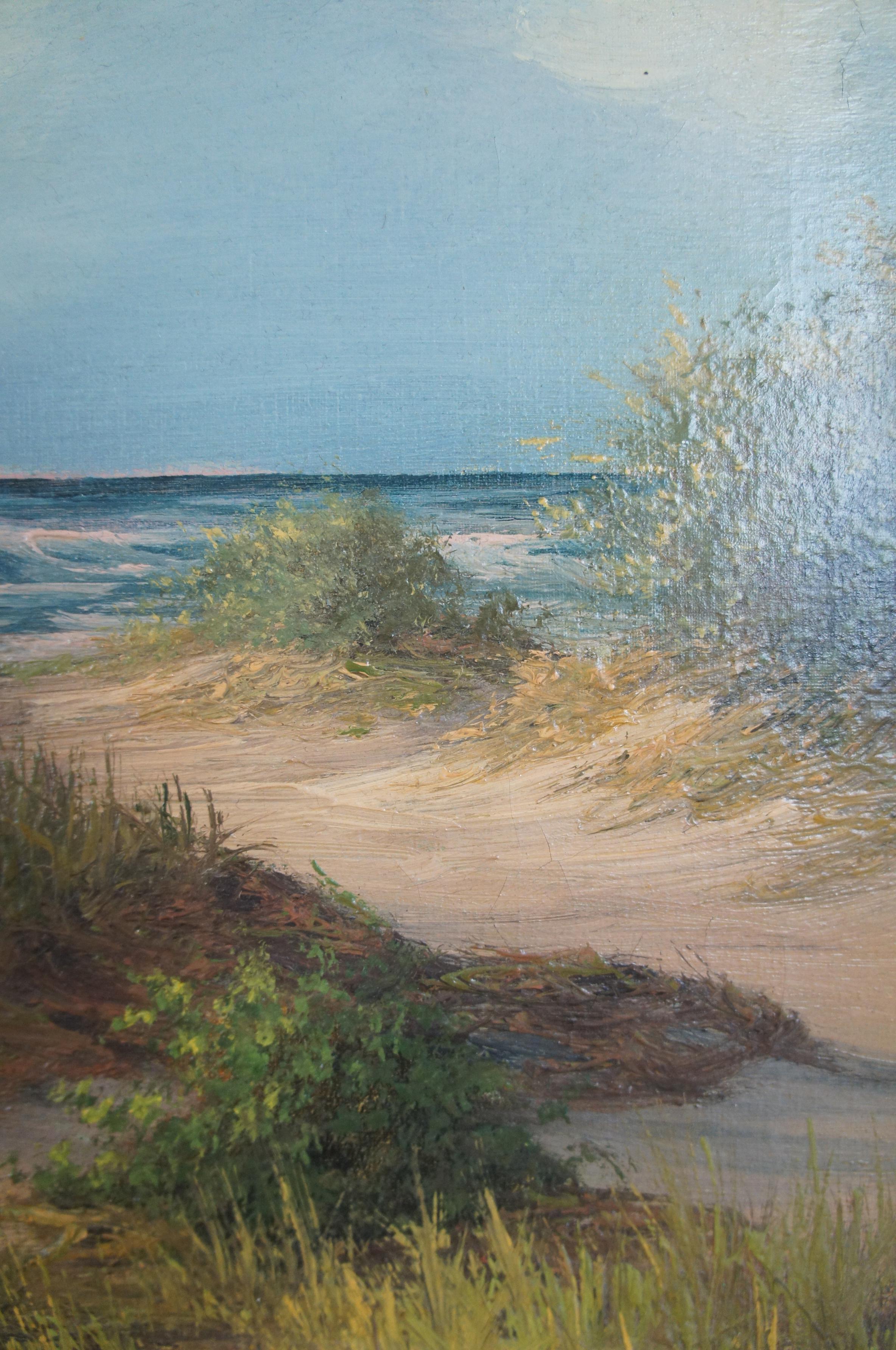 Expressionist M. Charles Donald Leary Beach Dunes Ocean Landscape Oil Painting on Canvas