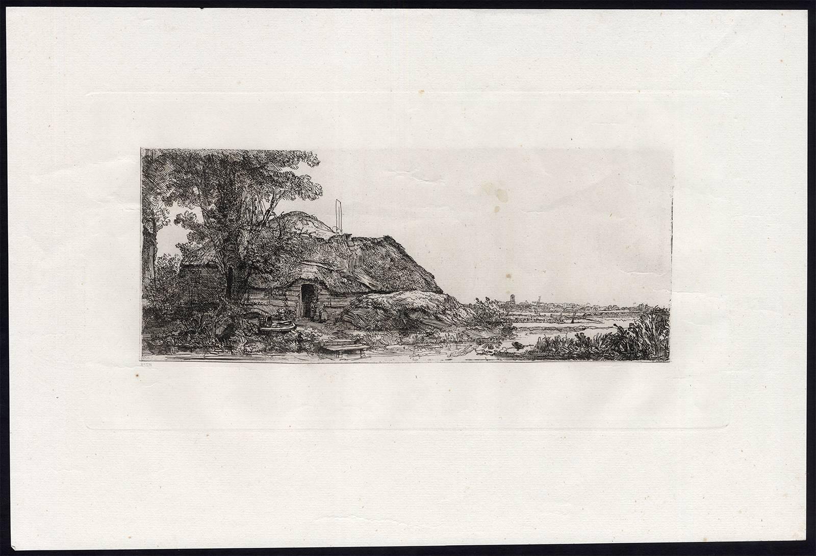 M. Charreyre Landscape Print - Untitled - This plate shows a landscape with farm [...].