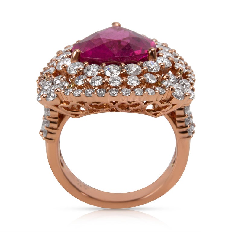 M Christoff Pear Ruby and Diamond Ring in 18 Karat Rose Gold 9.56 Carat ...