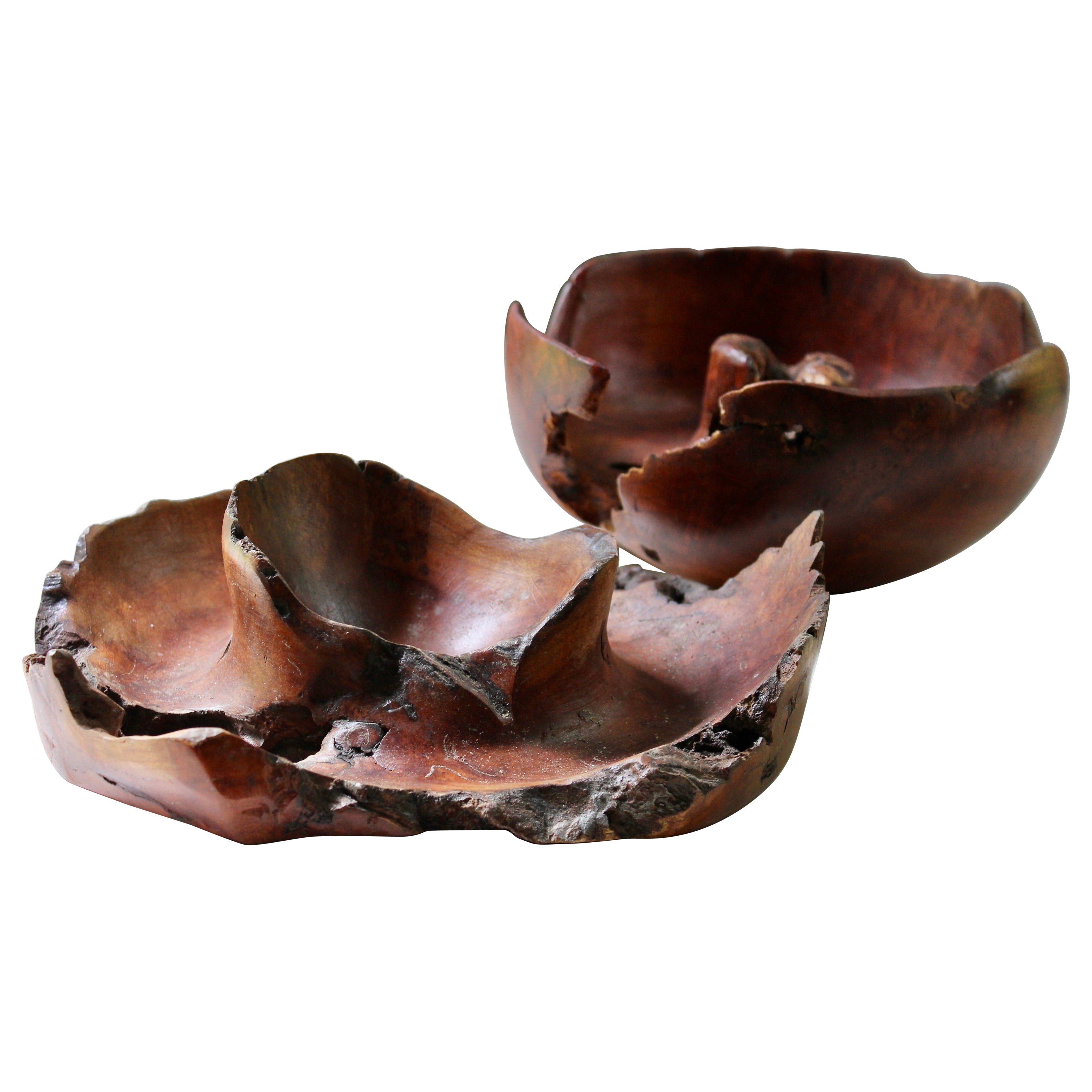 M. Cohen Cherry Wood "Live Edge"Turned Bowls For Sale