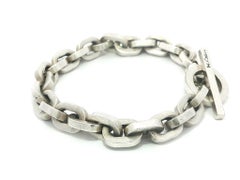 M. Cohen Silver Open Oval Link Chain Bracelet w/ Toggle Clasp