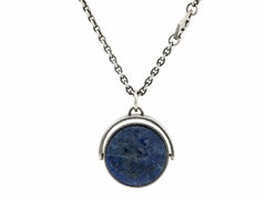 M. Cohen Sterling Silver Black Onyx & Lapis Reversible Fob Pendant Necklace