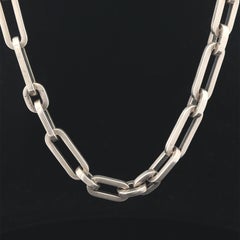 M. Cohen Sterling Silver Matte Finish Paper Clip Chain Necklace w/ Toggle Clasp