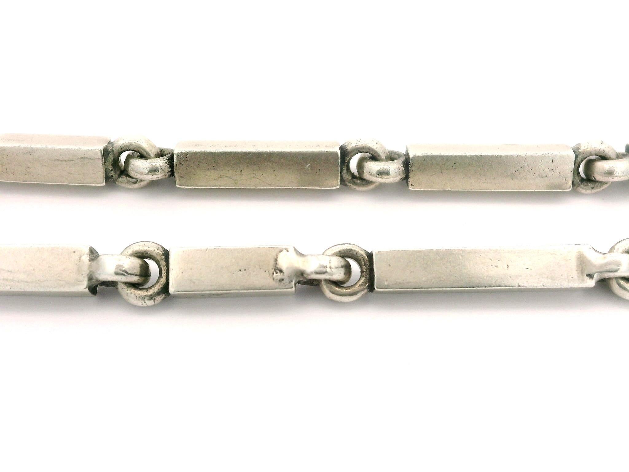 M. Cohen en argent sterling Collier à maillons quadrangulaires en forme de boîte Excellent état - En vente à Montclair, NJ