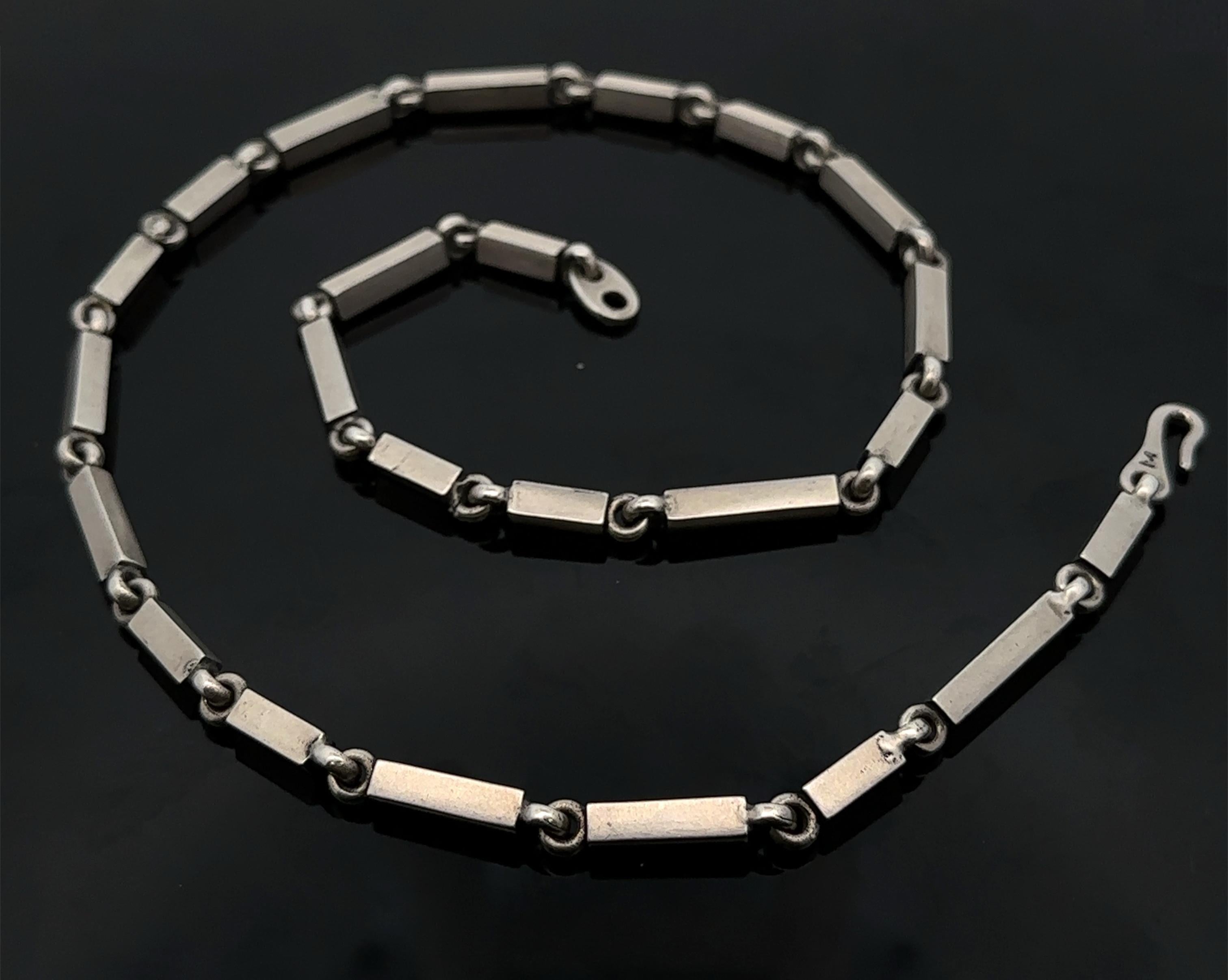 M. Cohen en argent sterling Collier à maillons quadrangulaires en forme de boîte Unisexe en vente