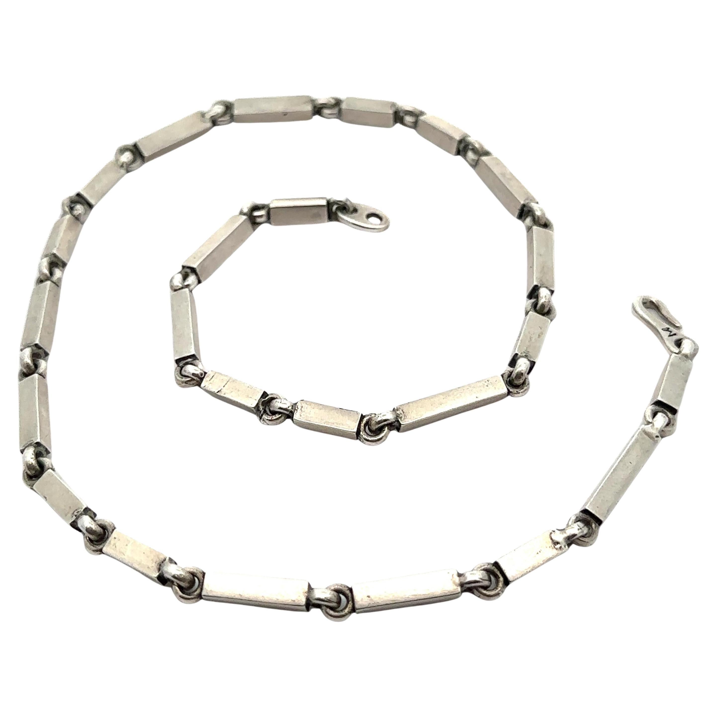 M. Cohen en argent sterling Collier à maillons quadrangulaires en forme de boîte en vente