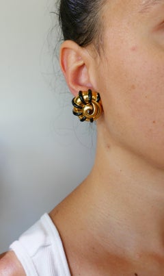 M. Cooperman Clips d'oreilles en forme d'escargot en or jaune et émail