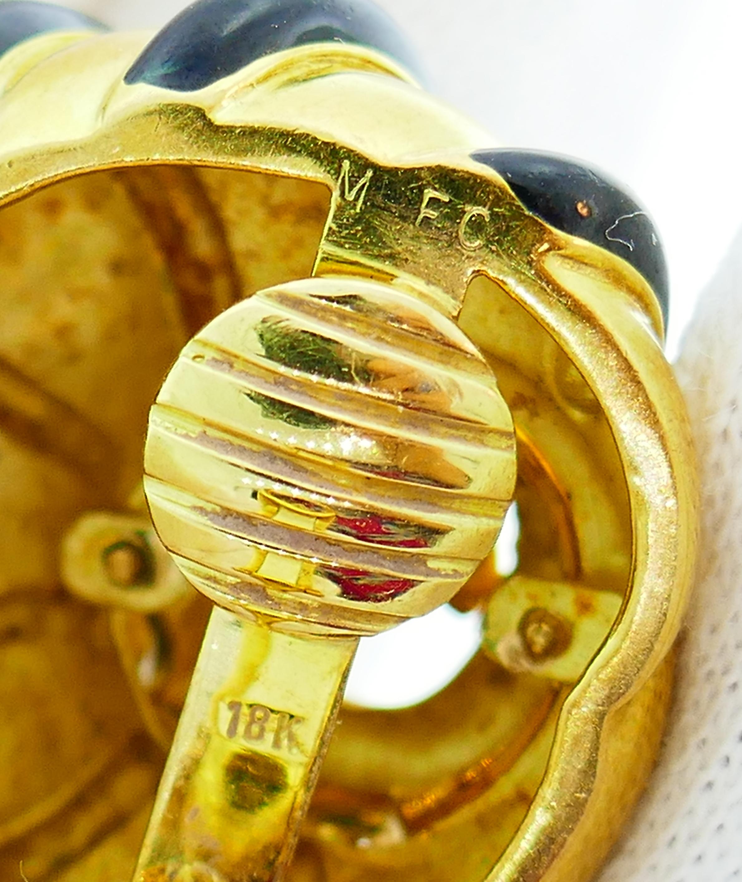 M. Cooperman Enamel Yellow Gold Snail Earrings Clip-On 3