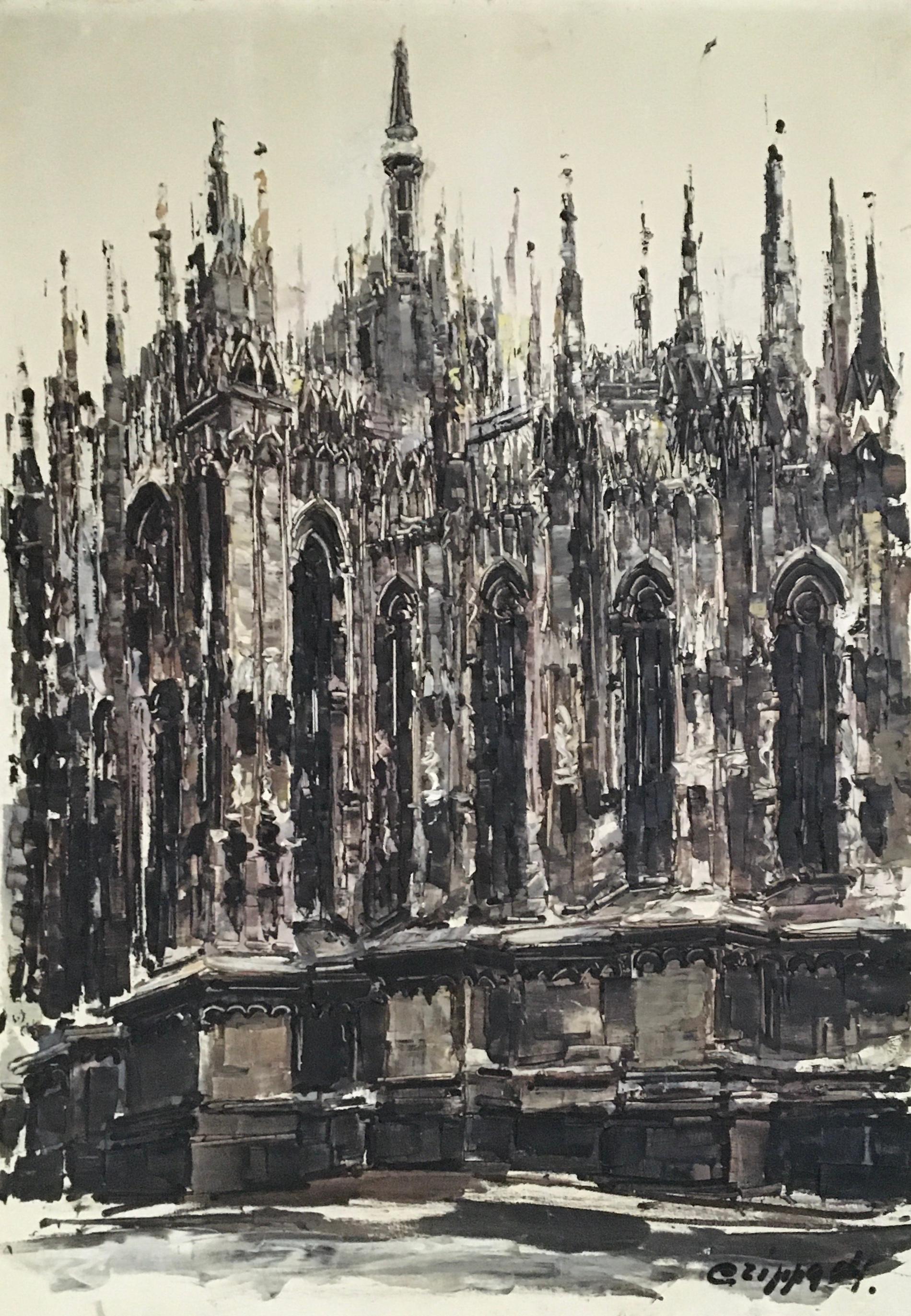 M. Crippa Landscape Painting - Il Duomo Milano