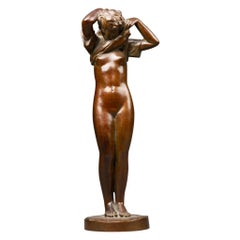 M. Delannoy: "woman undressing", Patinated bronze sculpture - Cast Susse C. 1930