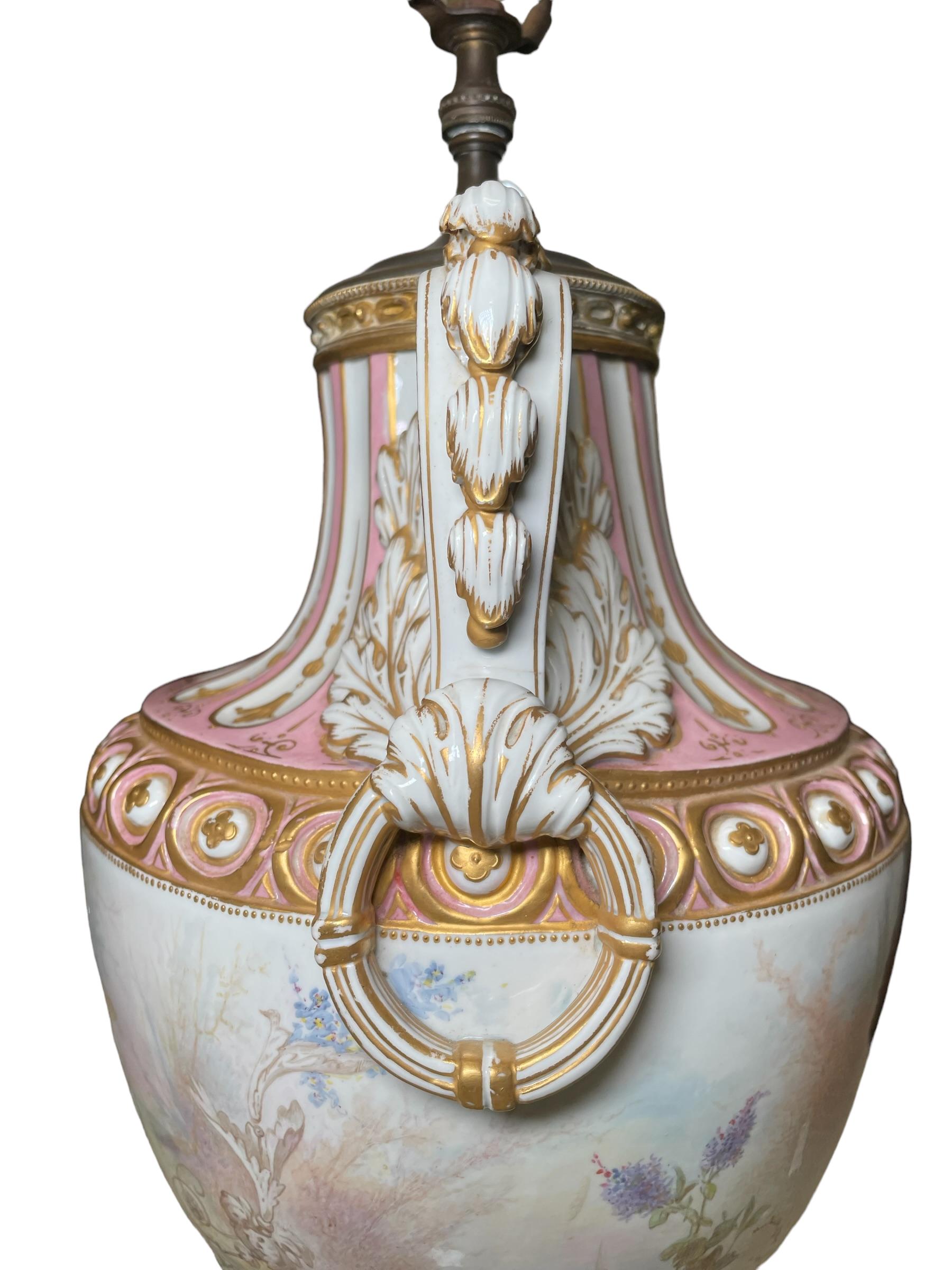M. Demonceaux Sevres Style Porcelain Bronze Mounted Urn Table Lamp For Sale 9