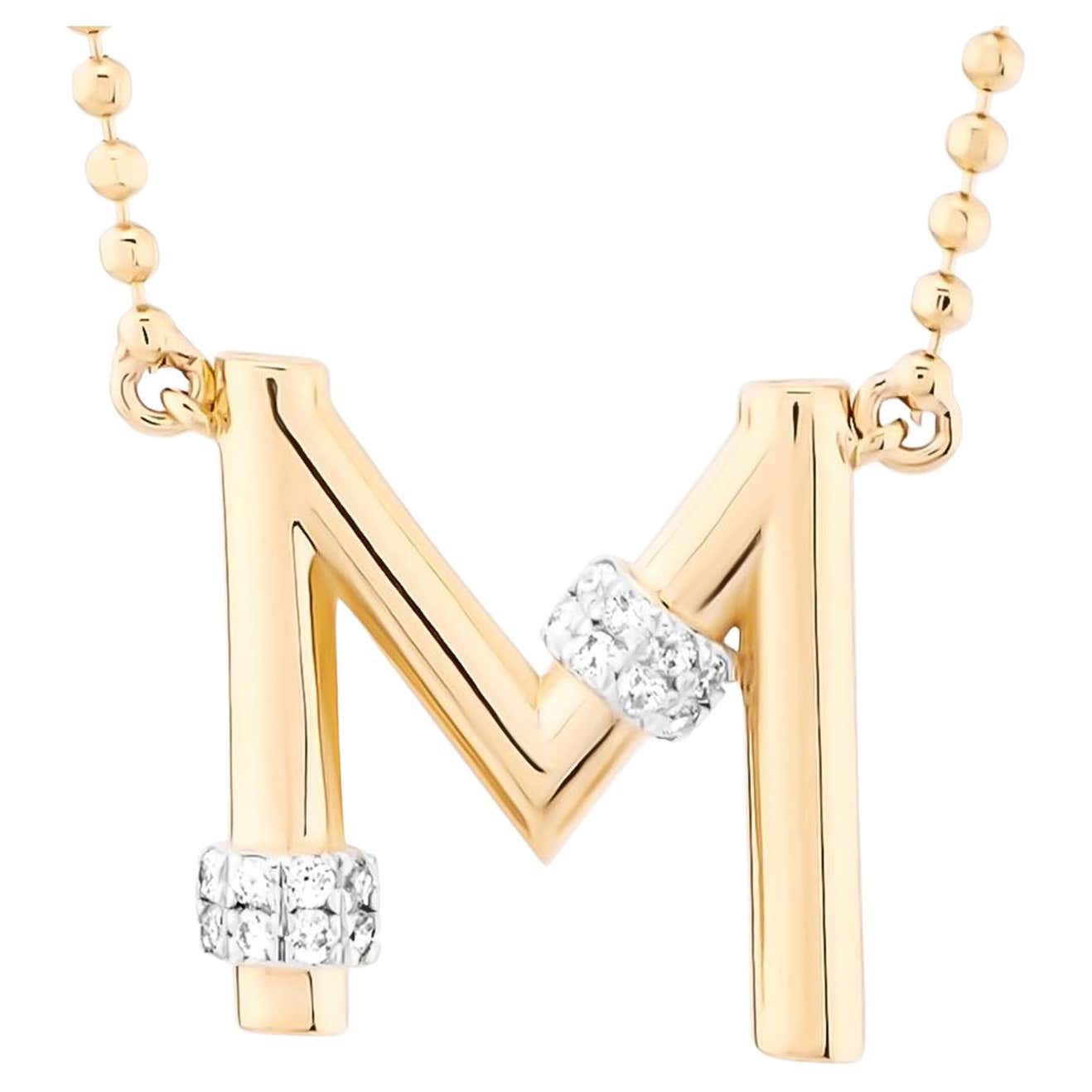 Letter m diamond necklace Clearance