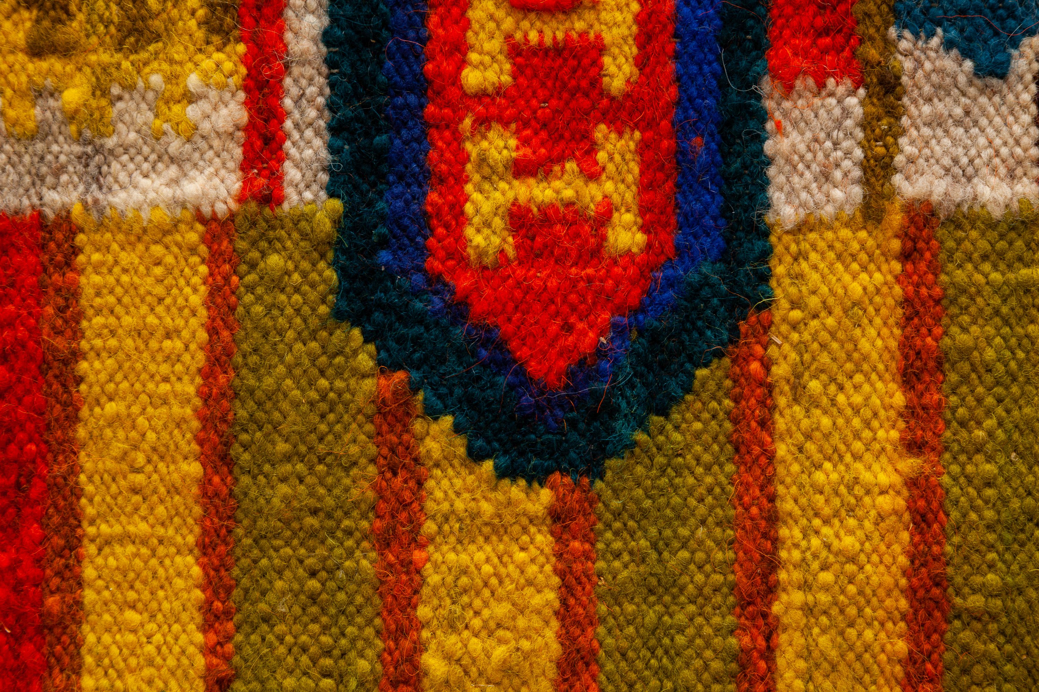 Mid-Century Modern M. Domanska Wall Tapestry, Kilim, Hand Woven Rug, 1960s