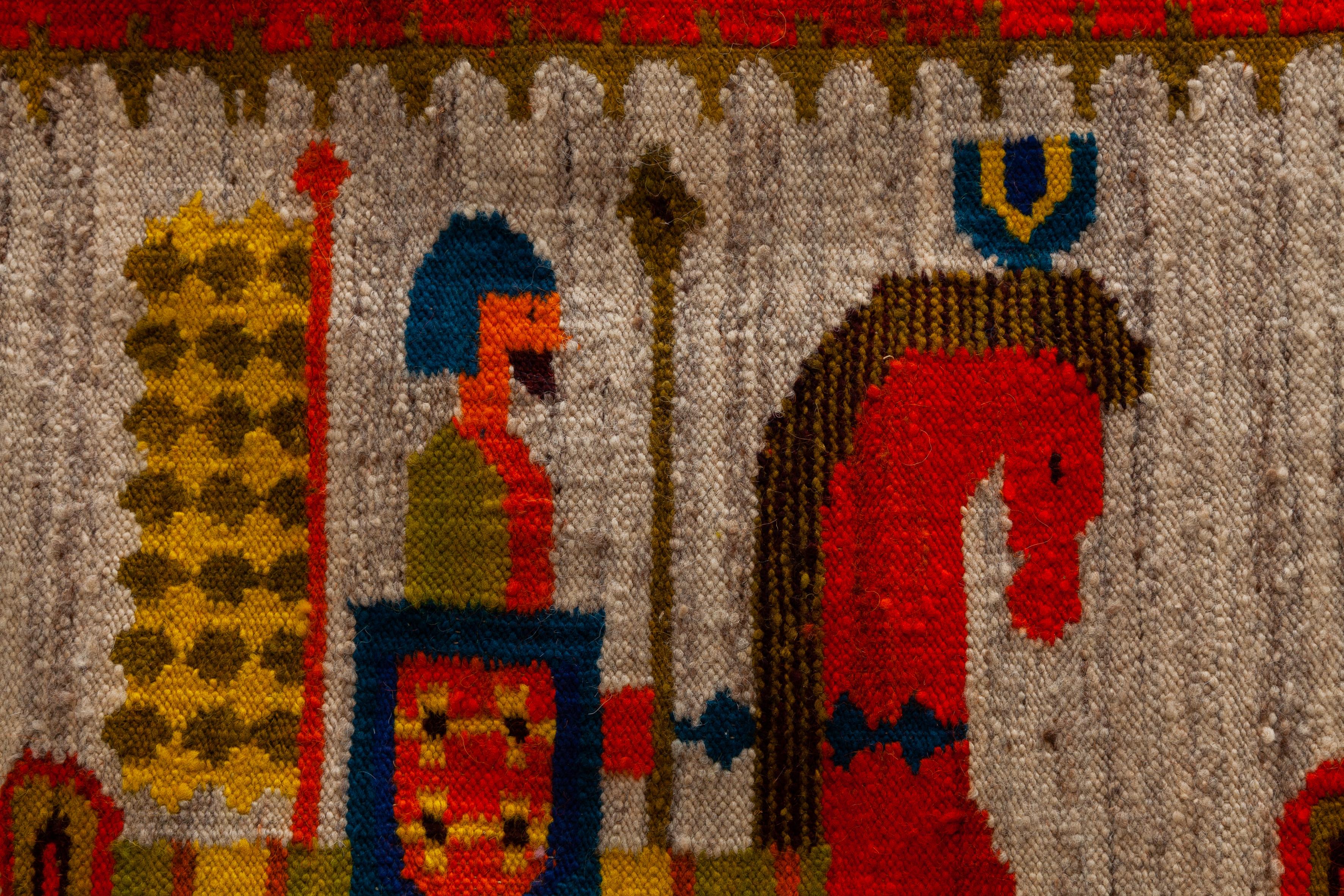Polish M. Domanska Wall Tapestry, Kilim, Hand Woven Rug, 1960s