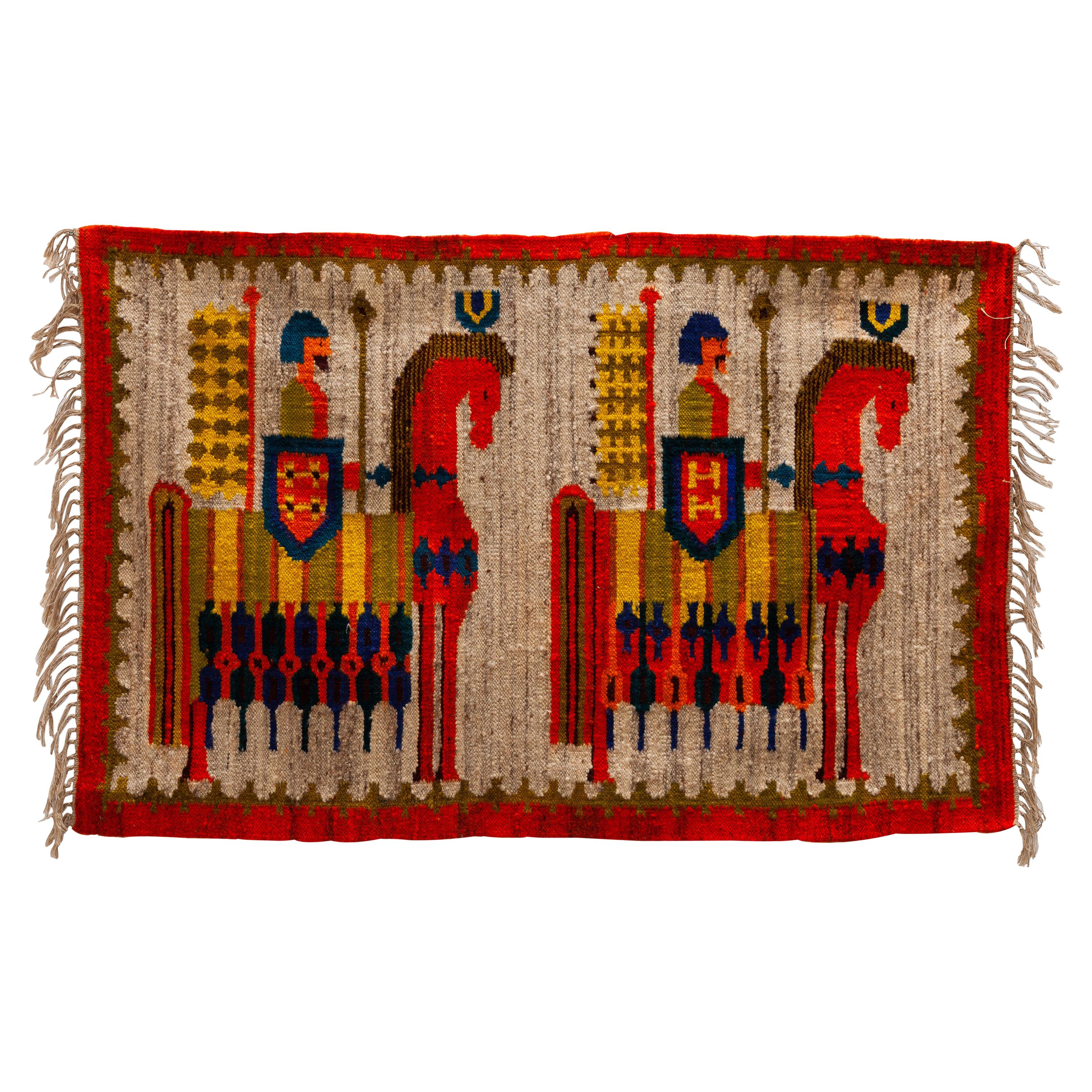M. Domanska Wall Tapestry, Kilim, Hand Woven Rug, 1960s