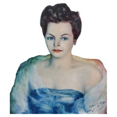 Expressionist Oil Painting of a Woman on Colorful Background, 1954
