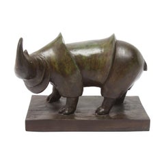 M. Donnell Modern Bronze Rhinoceros Sculpture