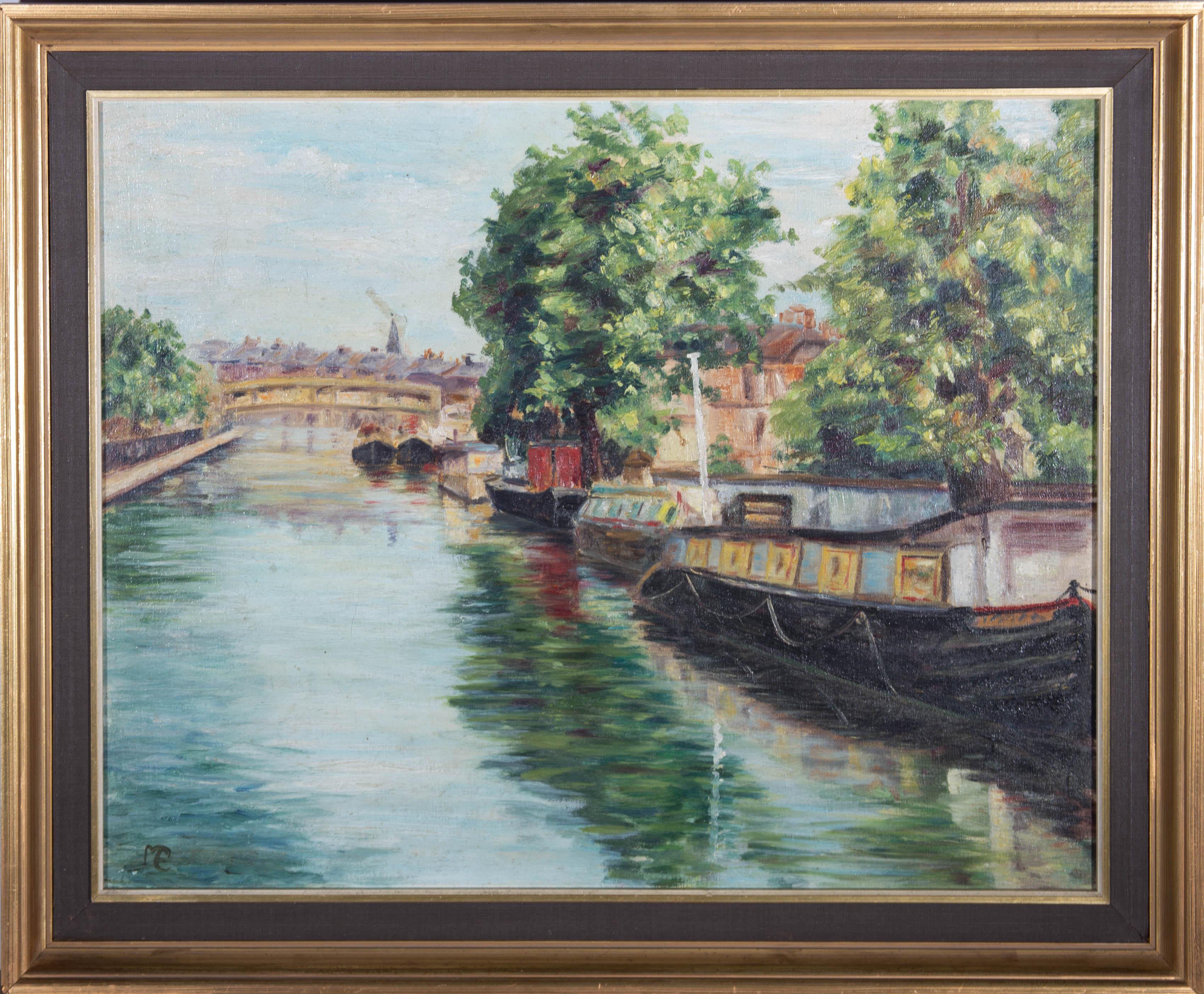 M. Eversfield - 20th Century Oil, The canal at 'Little Venice' For Sale 1