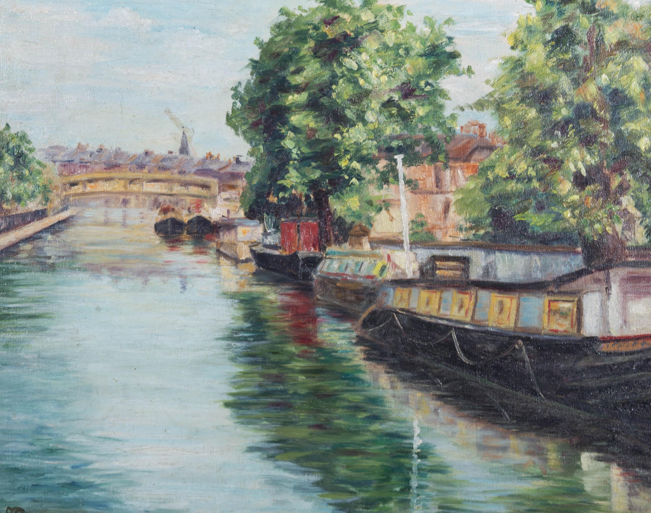 M. Eversfield - 20th Century Oil, The canal at 'Little Venice' For Sale 2