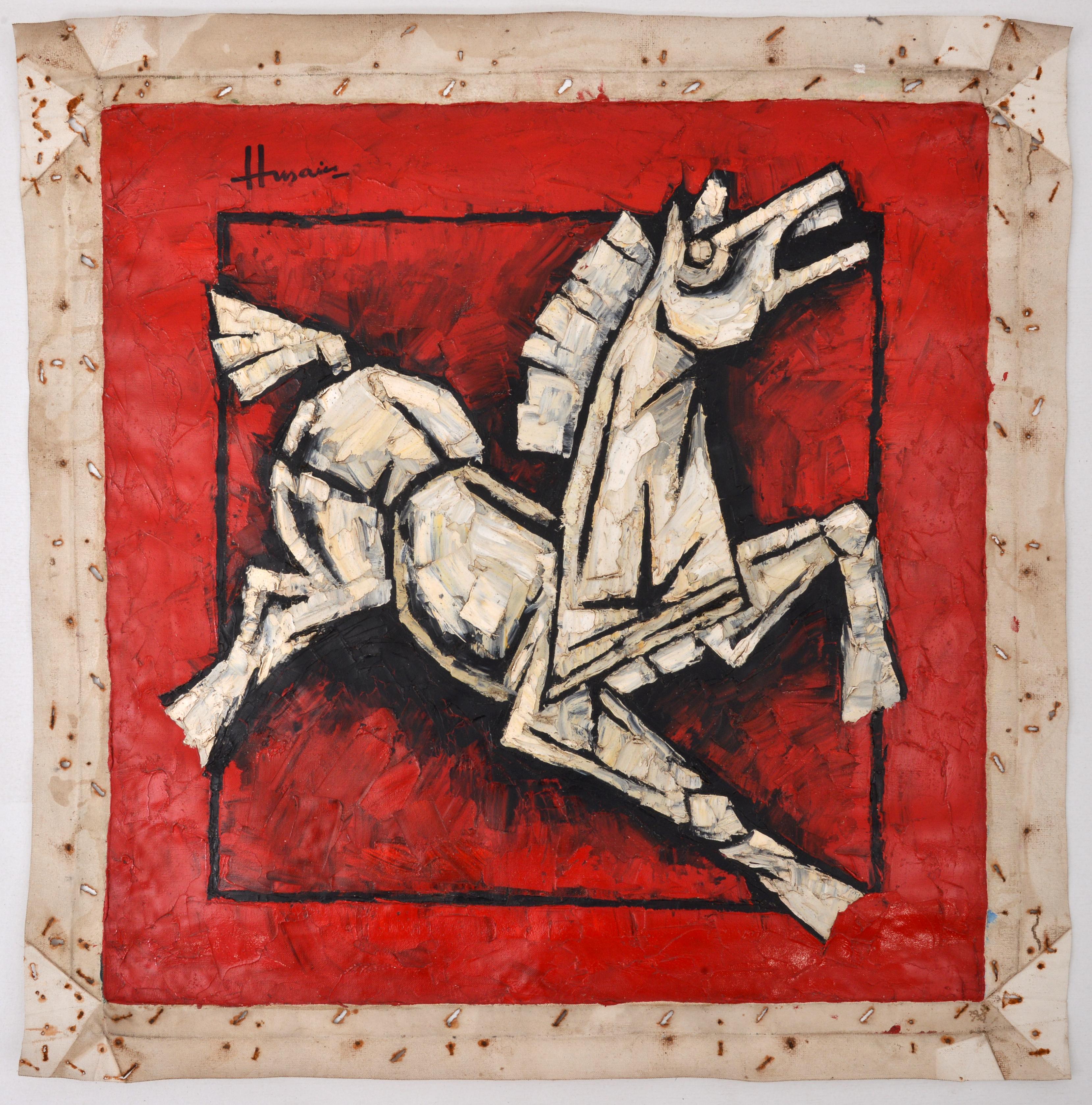 M.F. Pintura Husain, Caballo al galope - Painting de M.F. Husain